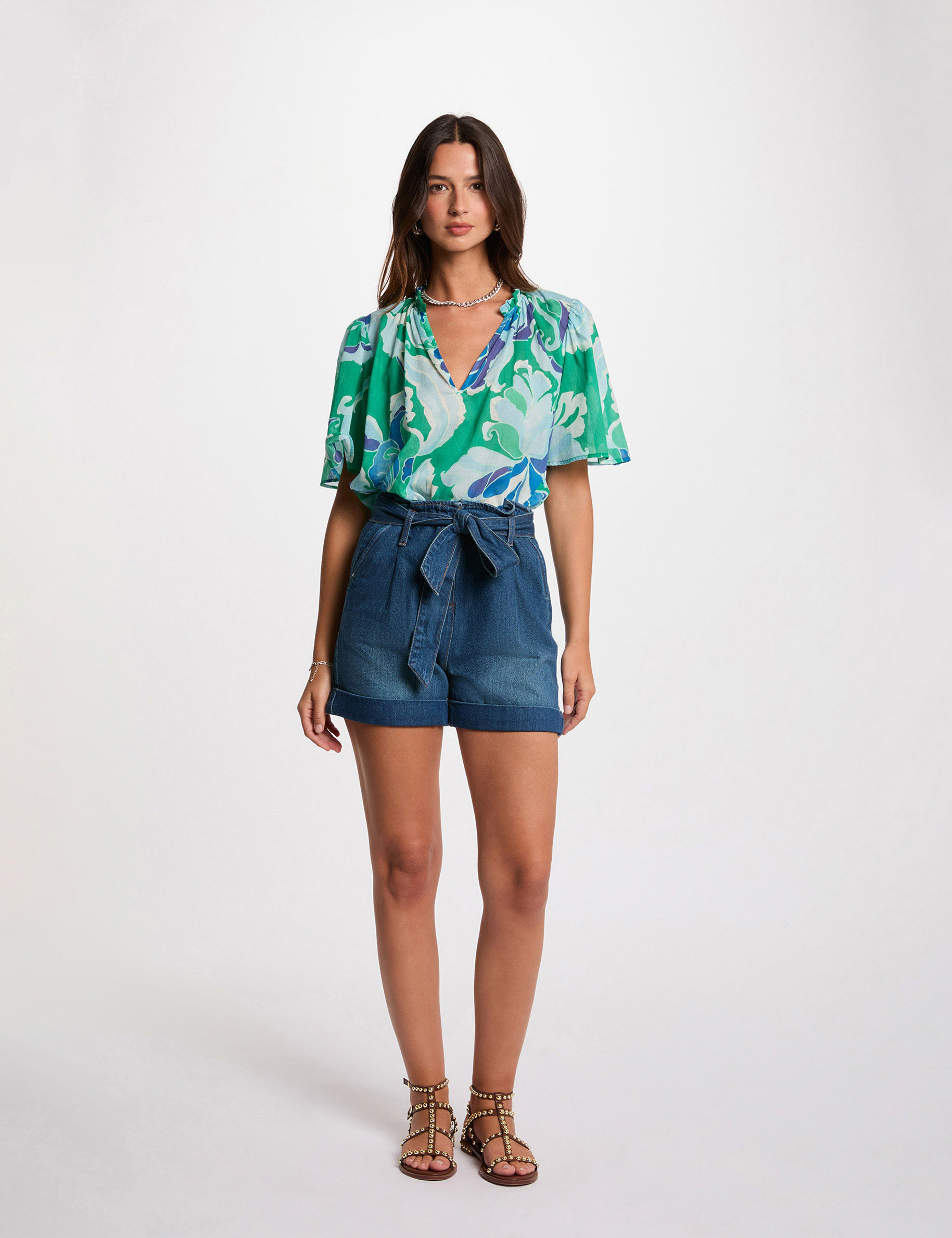 blusa manga corta multicolor mujer Blusa manga corta multicolor mujer
