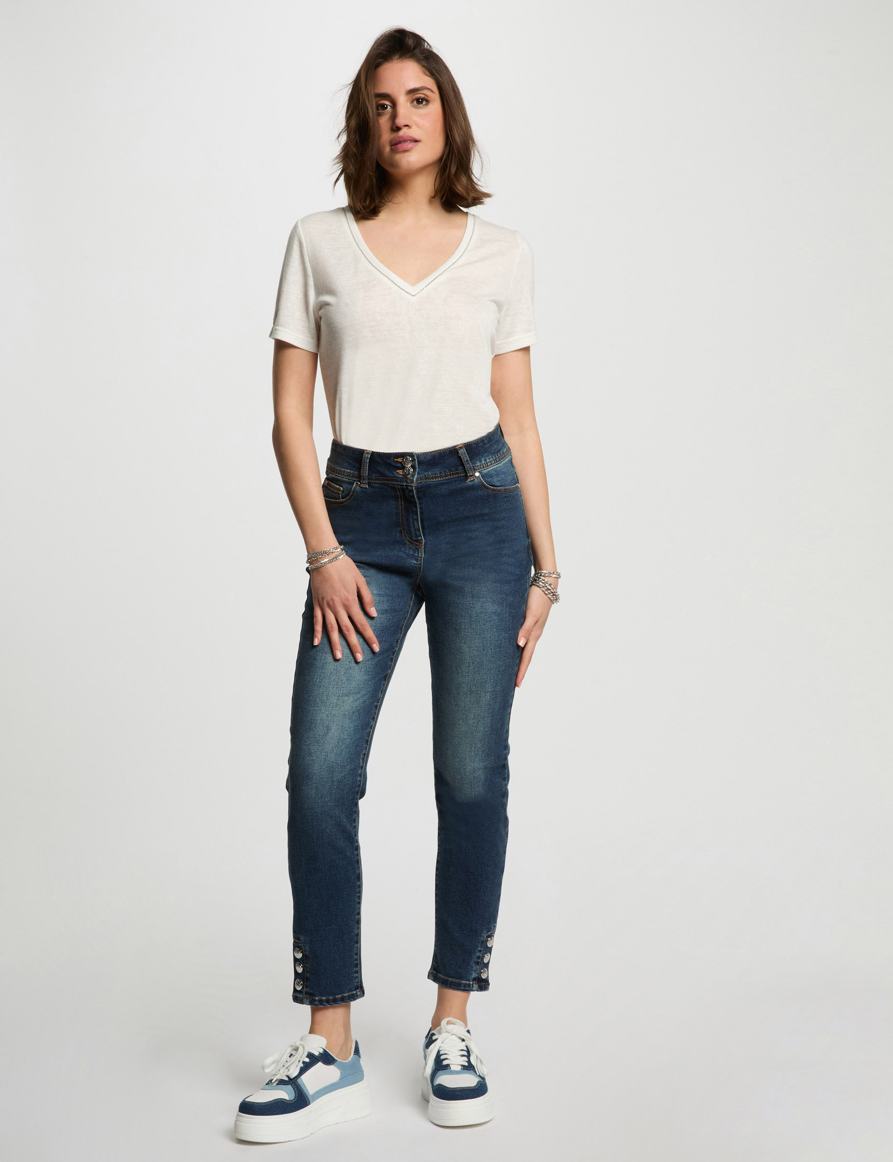vaquero slim estilo corto denim stone mujer Vaquero slim estilo corto denim stone mujer