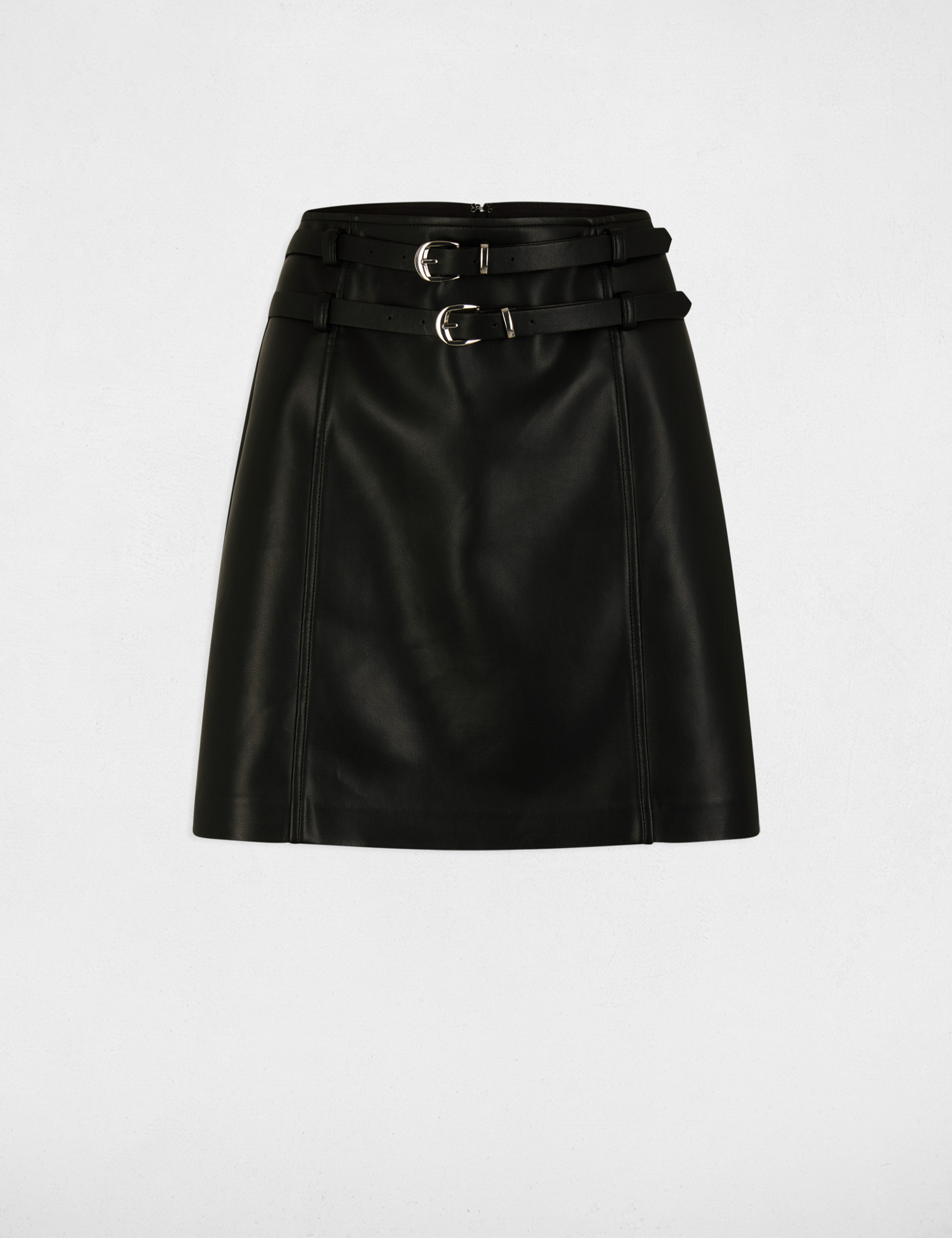 falda corta cuero sintetico negro mujer Falda corta cuero sintético negro mujer