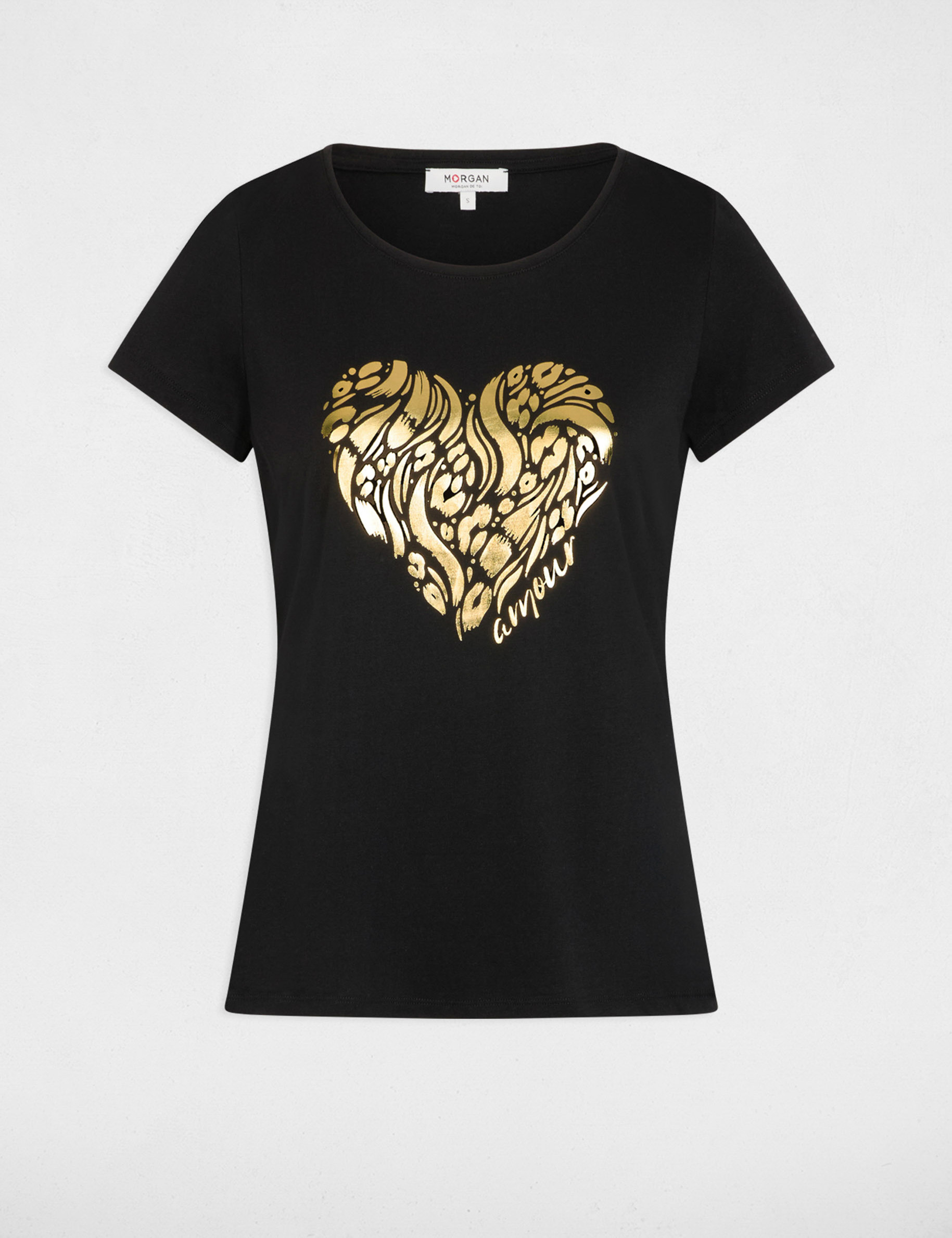 Camiseta de manga corta negro mujer