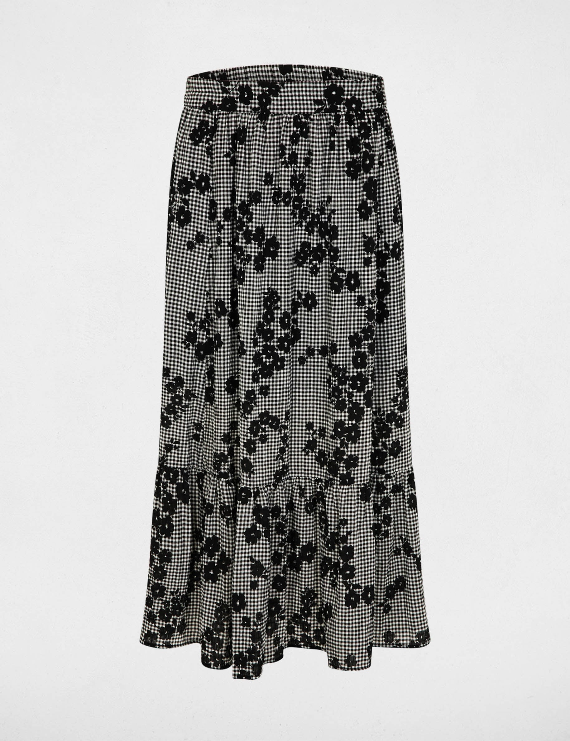 Falda de capas estampada multicolor mujer