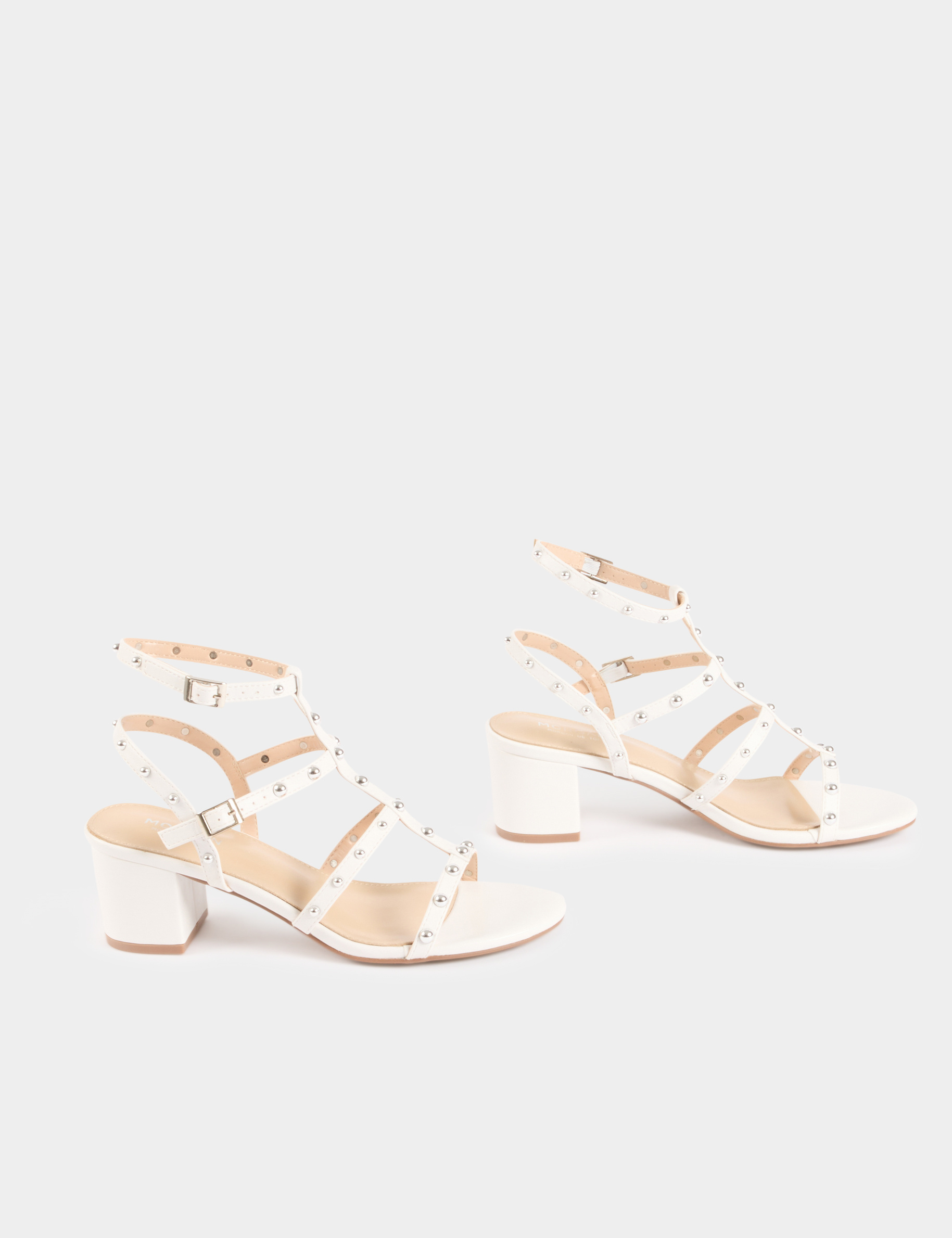 sandalias de tacon y tachuelas blanco mujer Sandalias de tacón y tachuelas blanco mujer