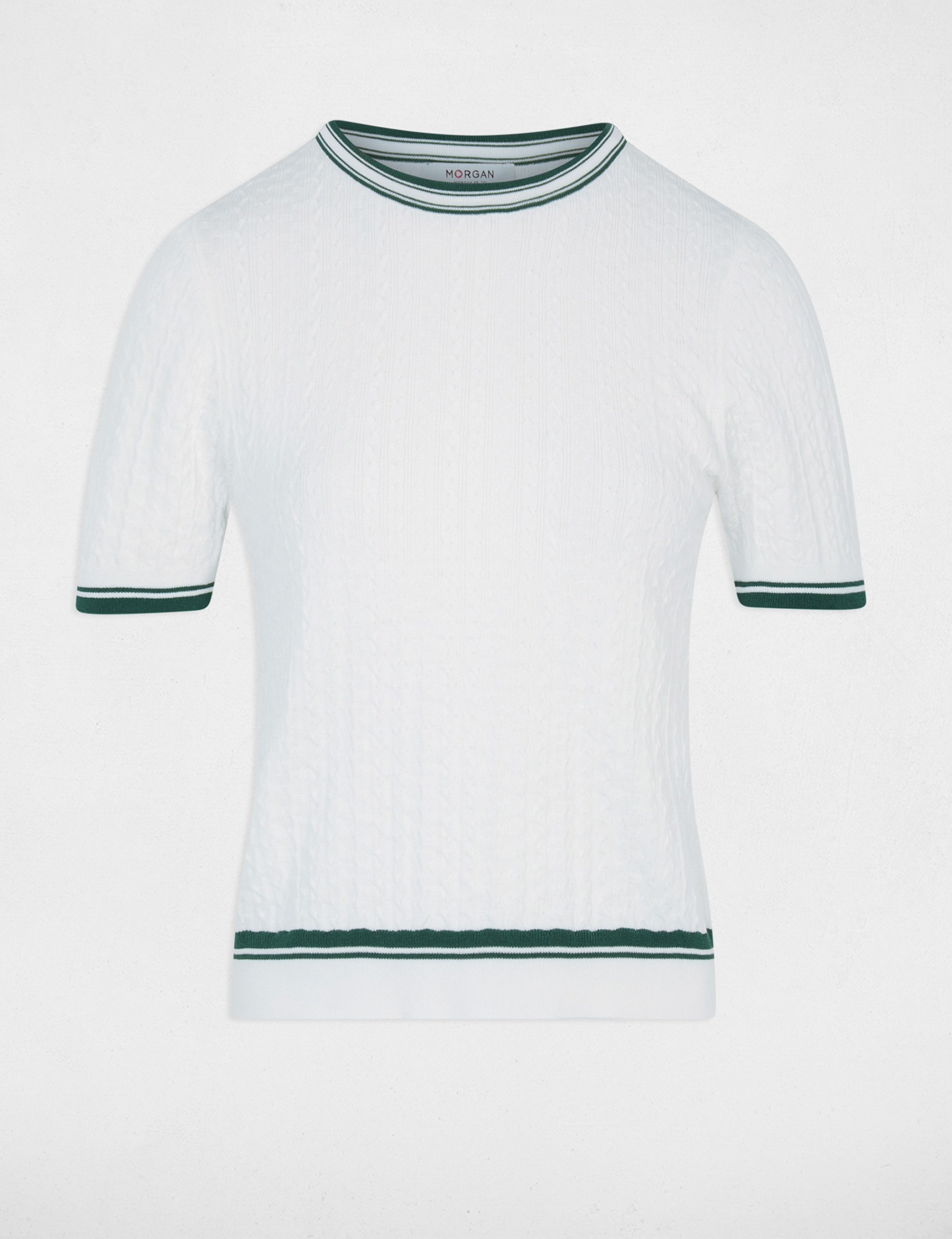 Jersey fino de manga corta verde mujer