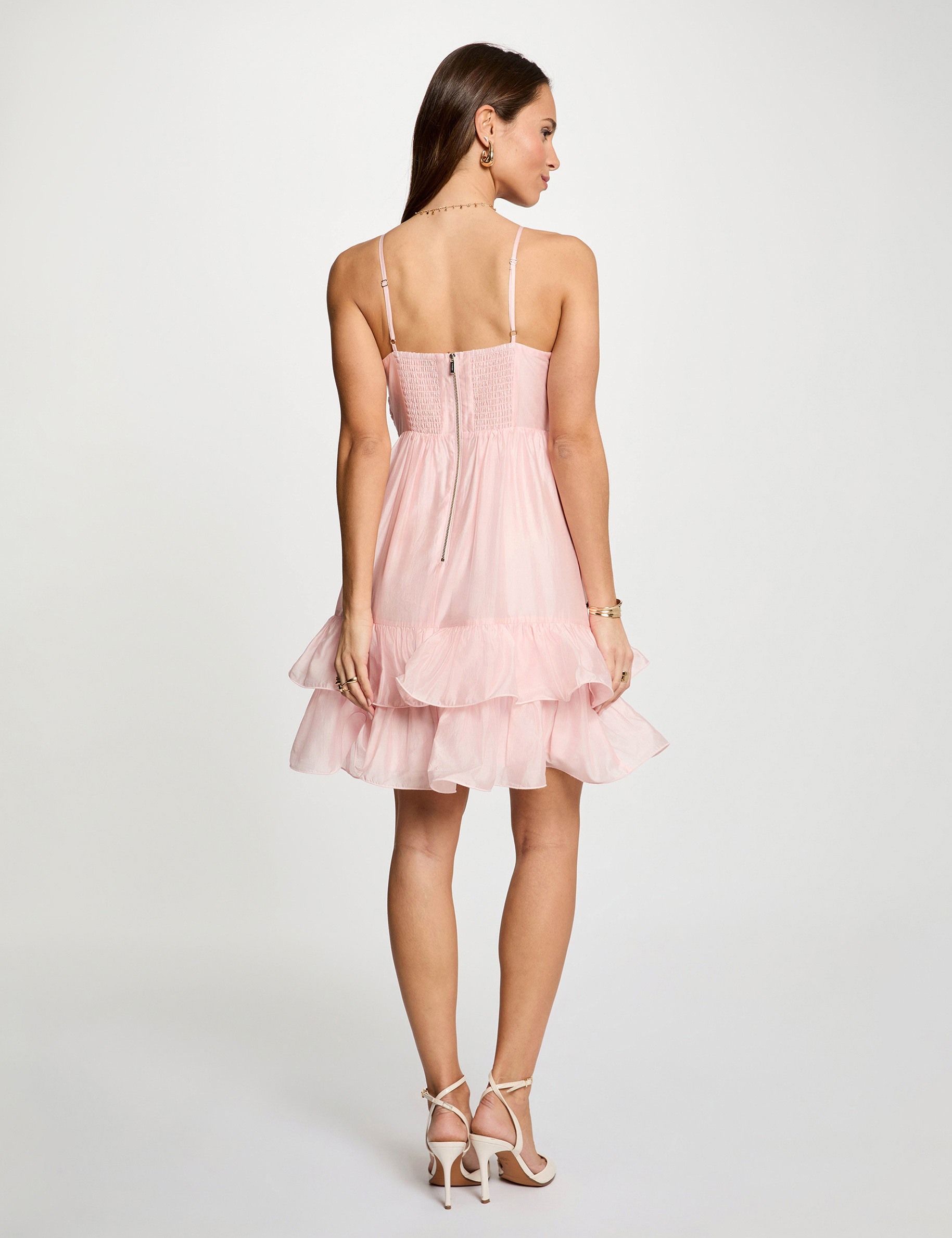 Vestido corto de tul rosa pastel mujer