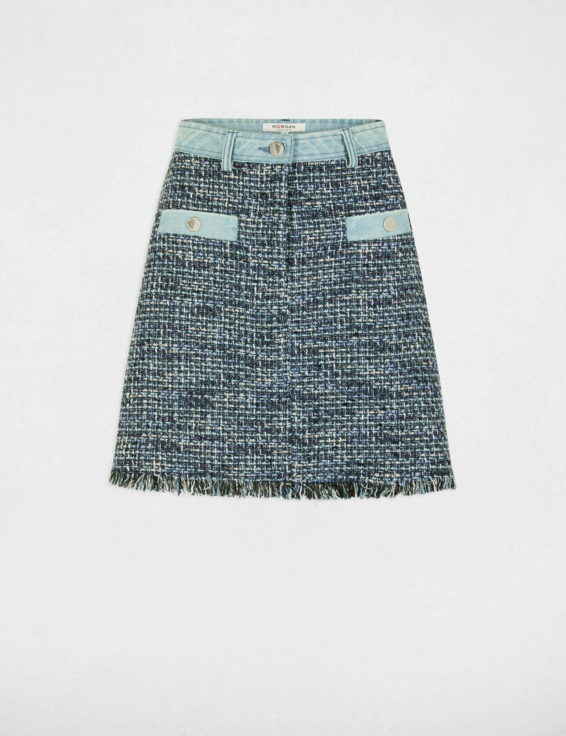 falda corta de tweed multicolor mujer Falda corta de tweed multicolor mujer