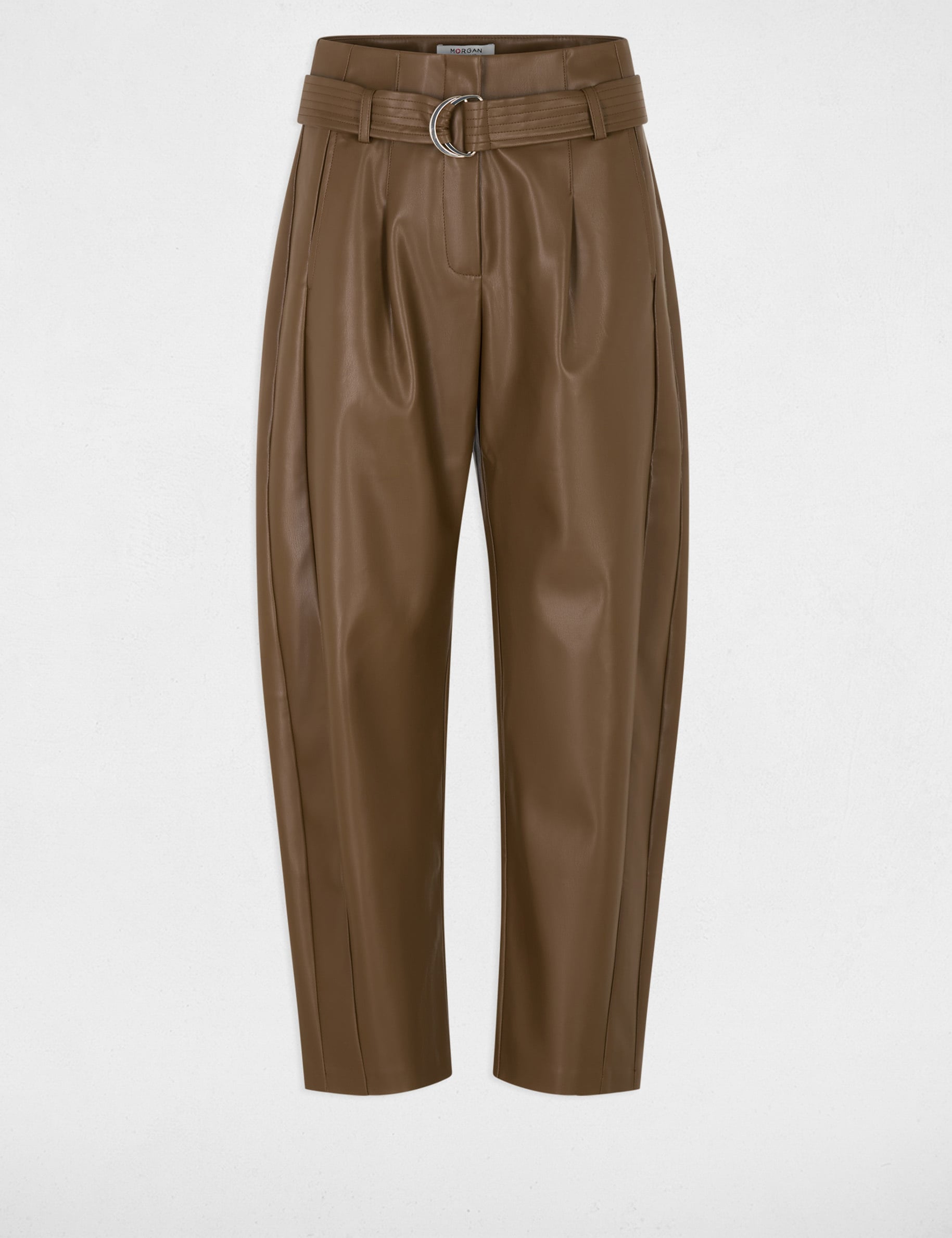 Pantal&oacute;n ancho de tiro alto verde caqui mujer