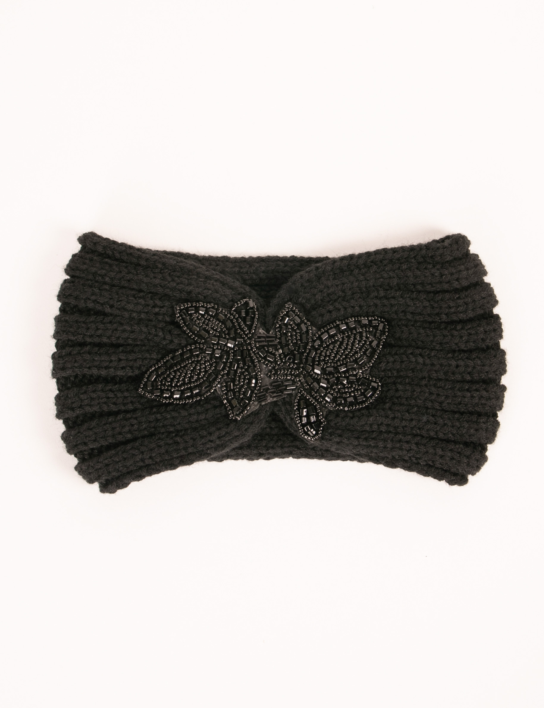Diadema con detalle de perlas negro mujer