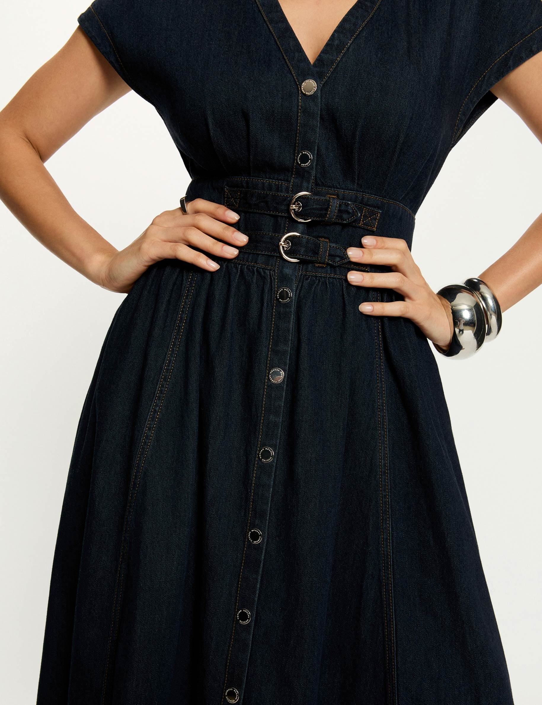 Vestido midi de mezclilla azul mujer