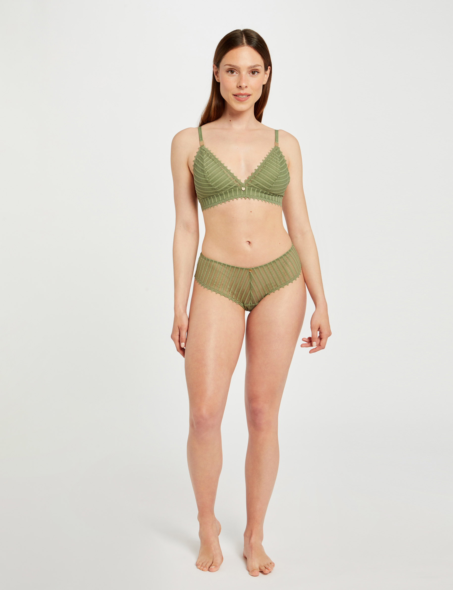 shorty de encaje verde caqui mujer Shorty de encaje verde caqui mujer