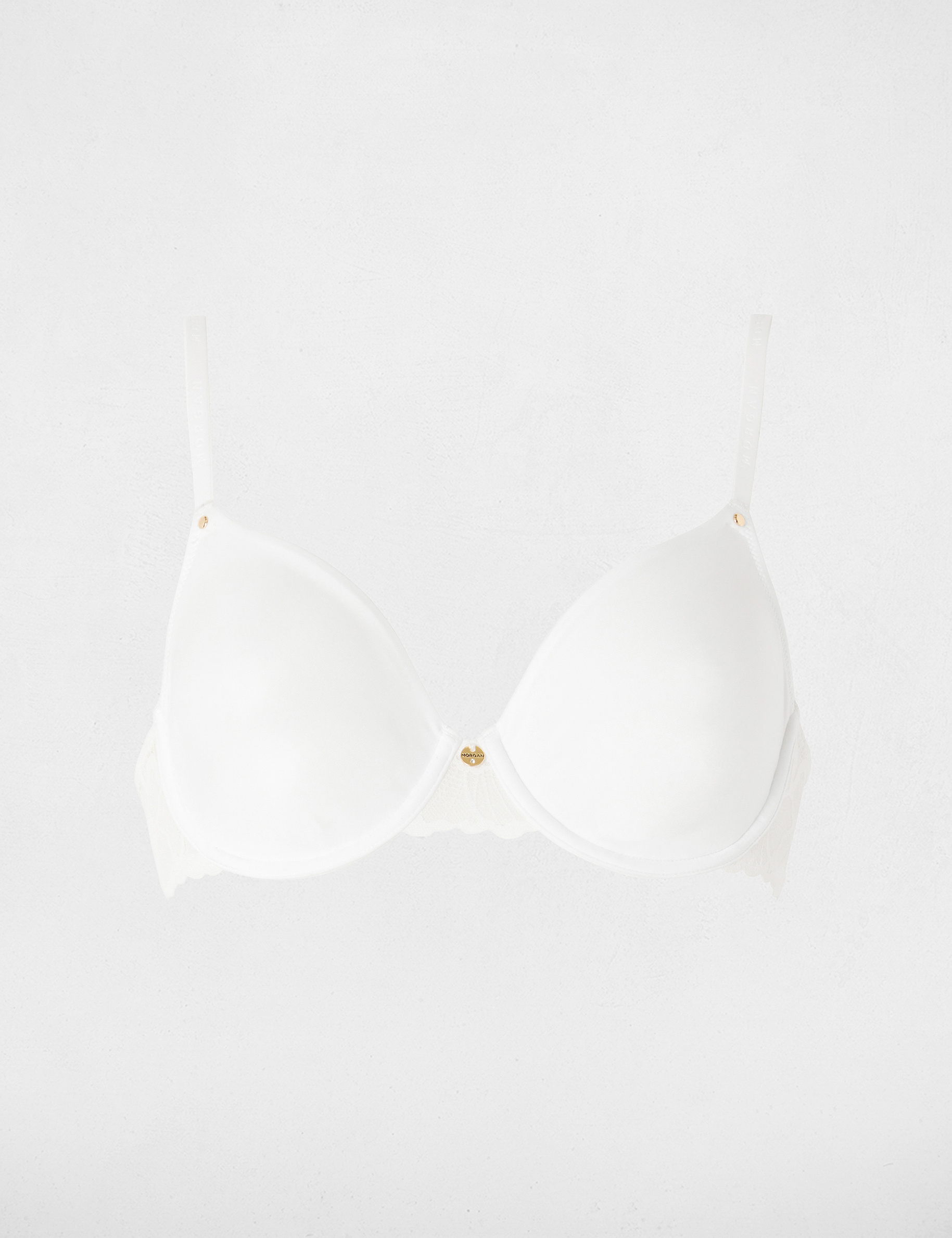 Sujetador de encaje con tirantes finos blanco mujer
