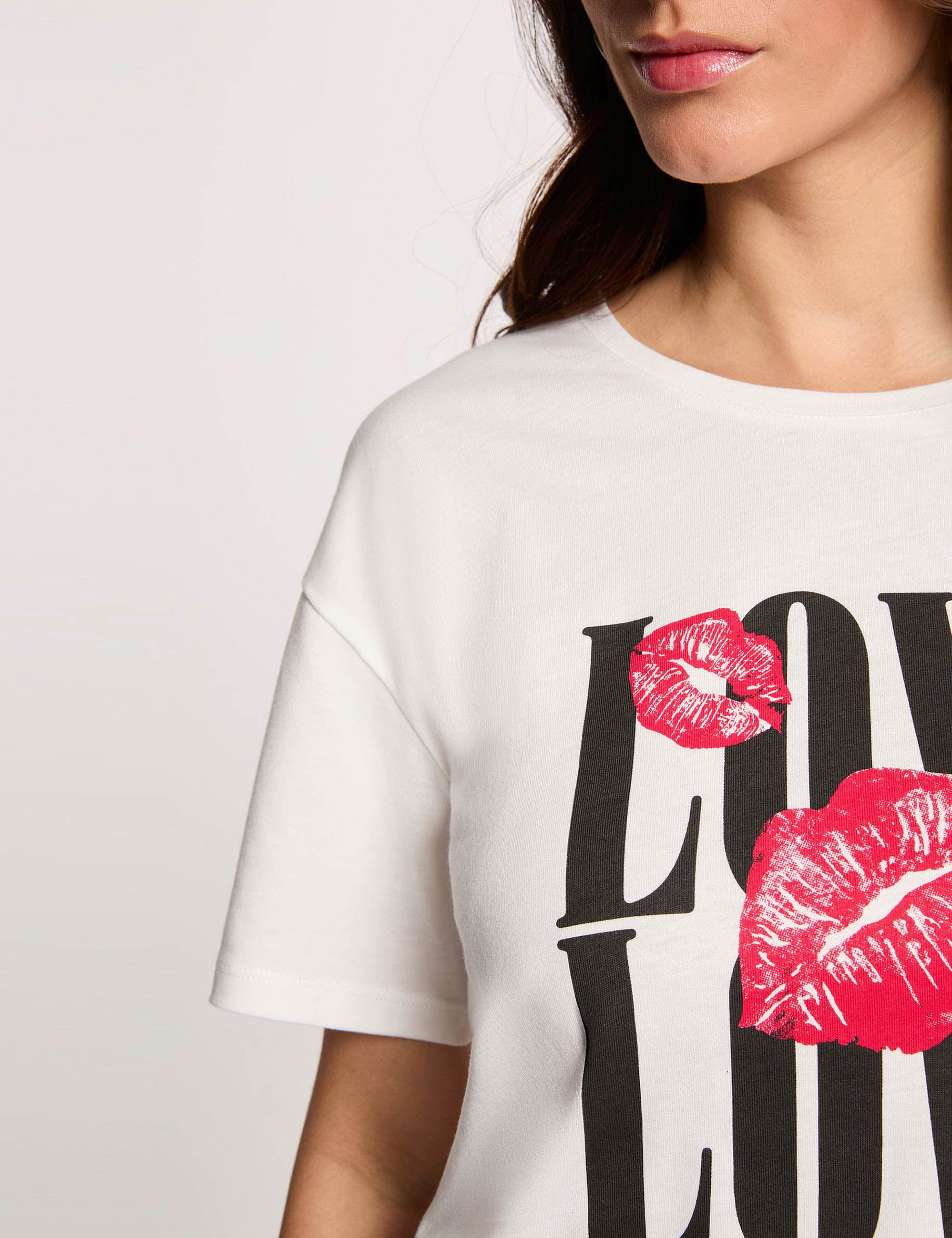 Camiseta recta cuello redondo blanco mujer