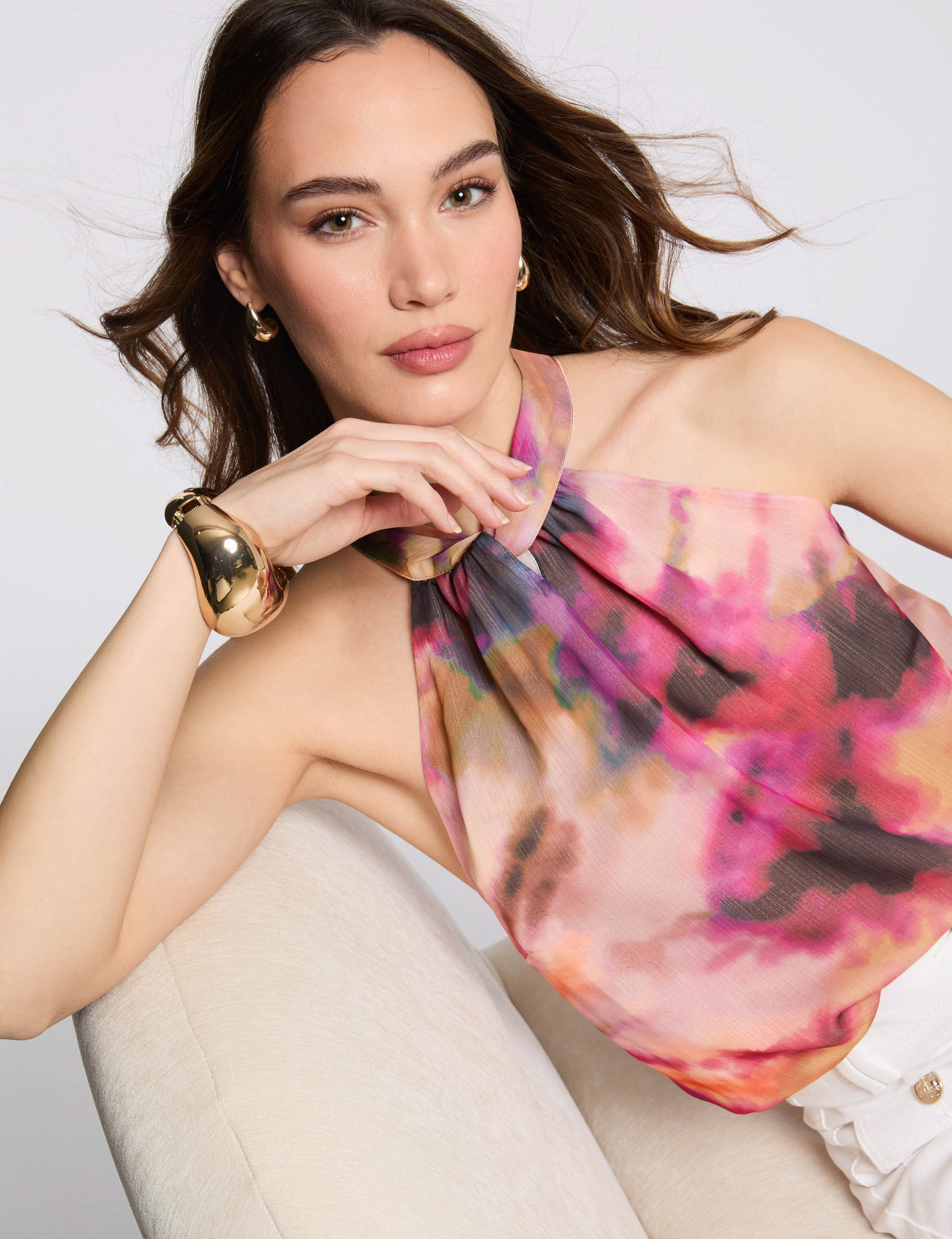 blusa sin mangas estampada multicolor mujer Blusa sin mangas estampada multicolor mujer