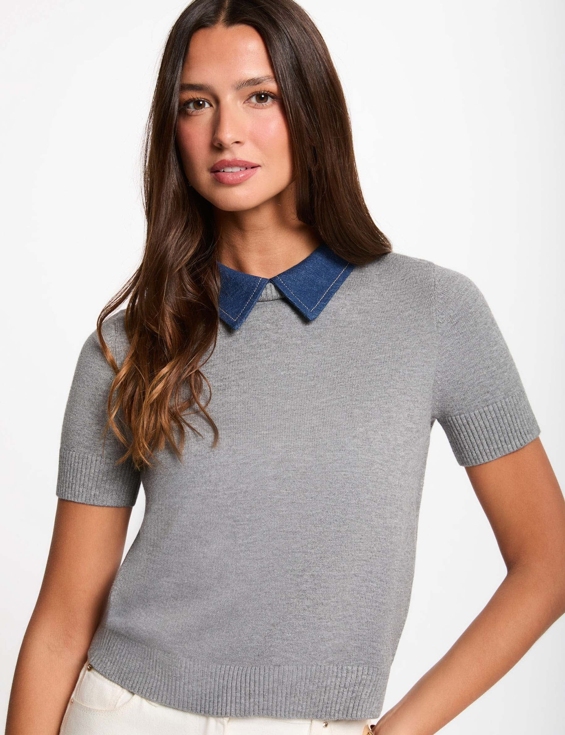 Jersey con cuello vuelto gris claro mujer