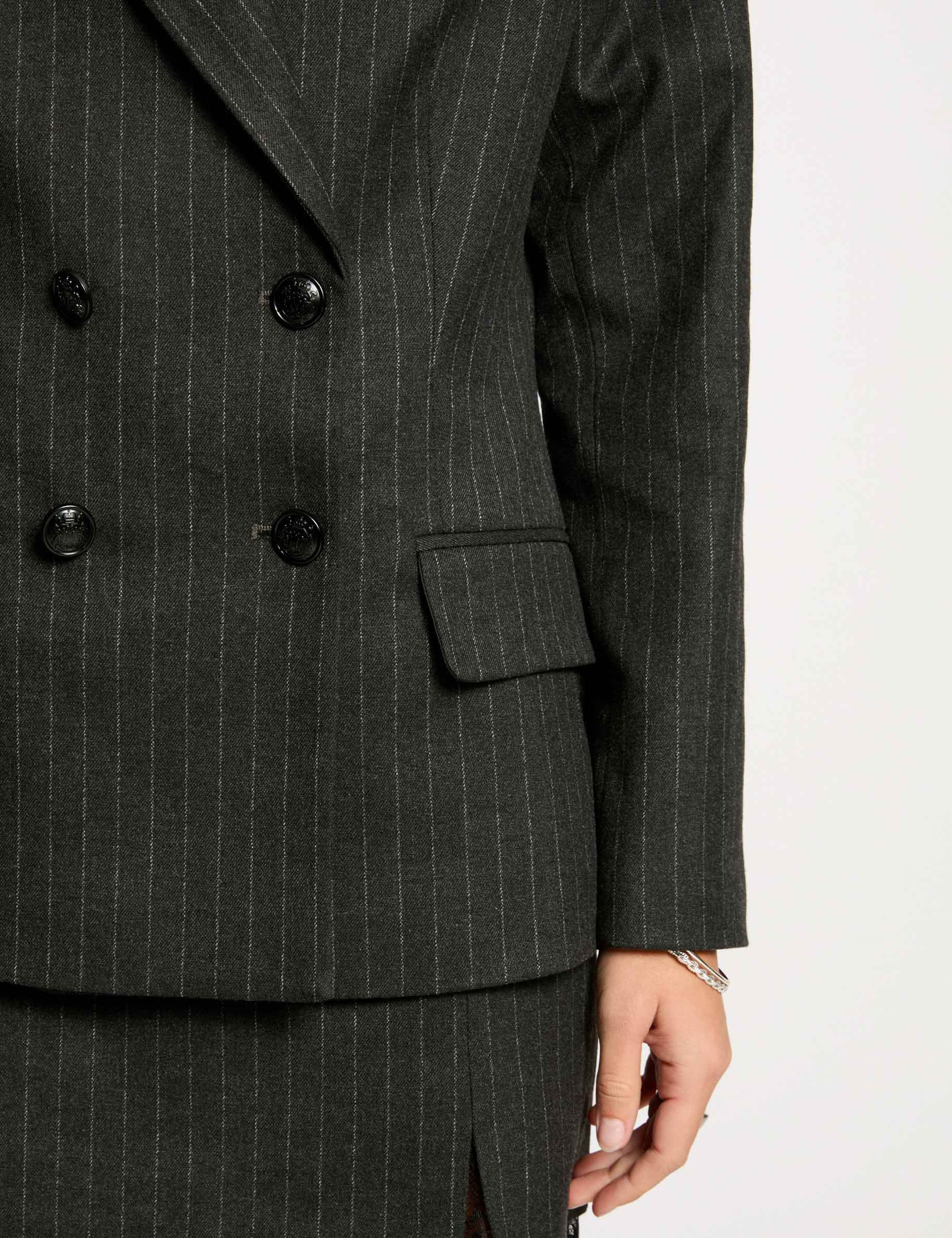 Americana con rayas gris oscuro mujer