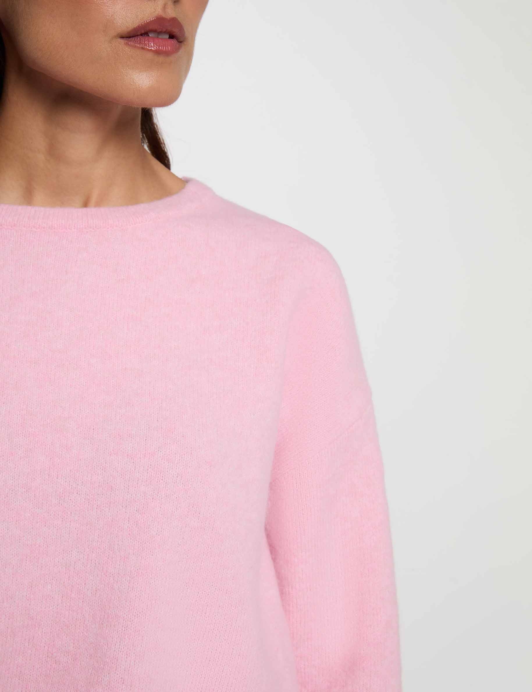 Jersey cuello redondo rosa pastel mujer