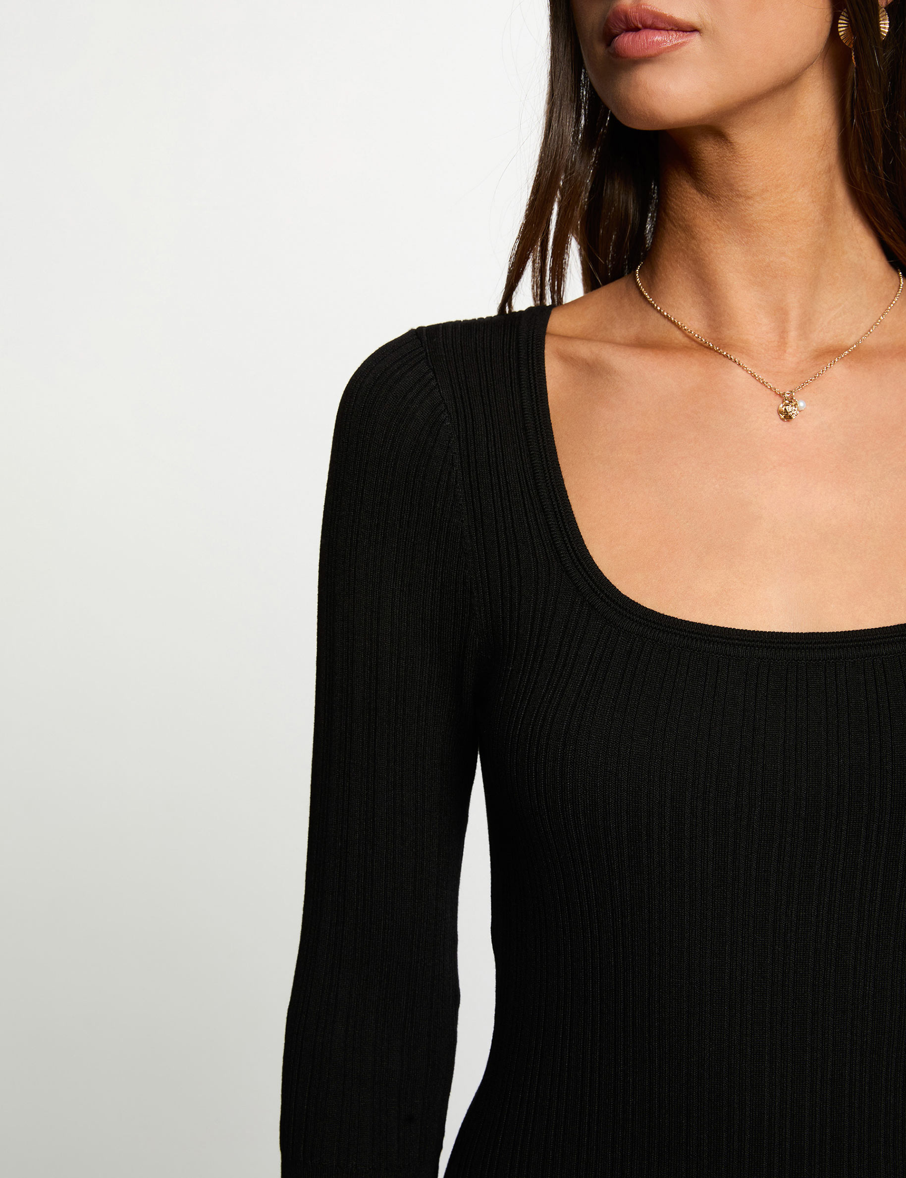 Vestido de punto mangas 3/4 negro mujer