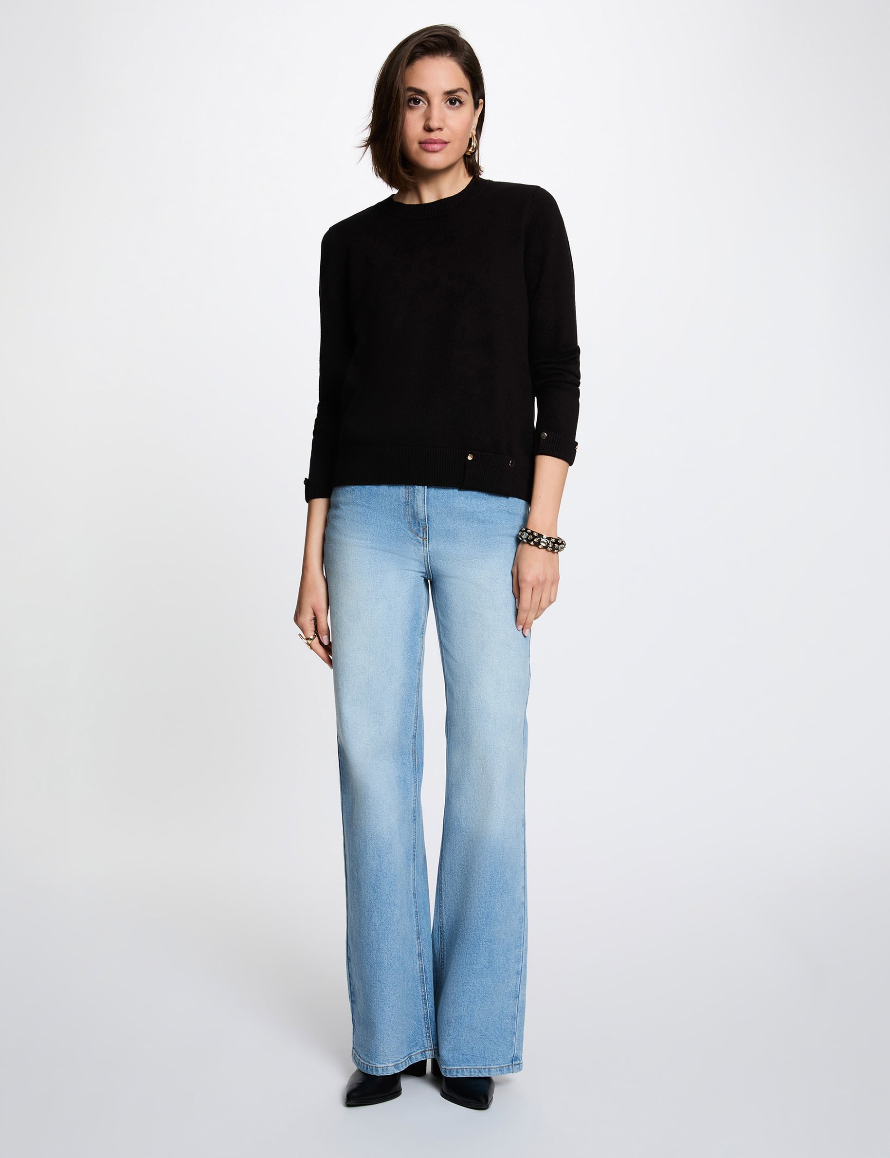 Jersey cuello redondo negro mujer