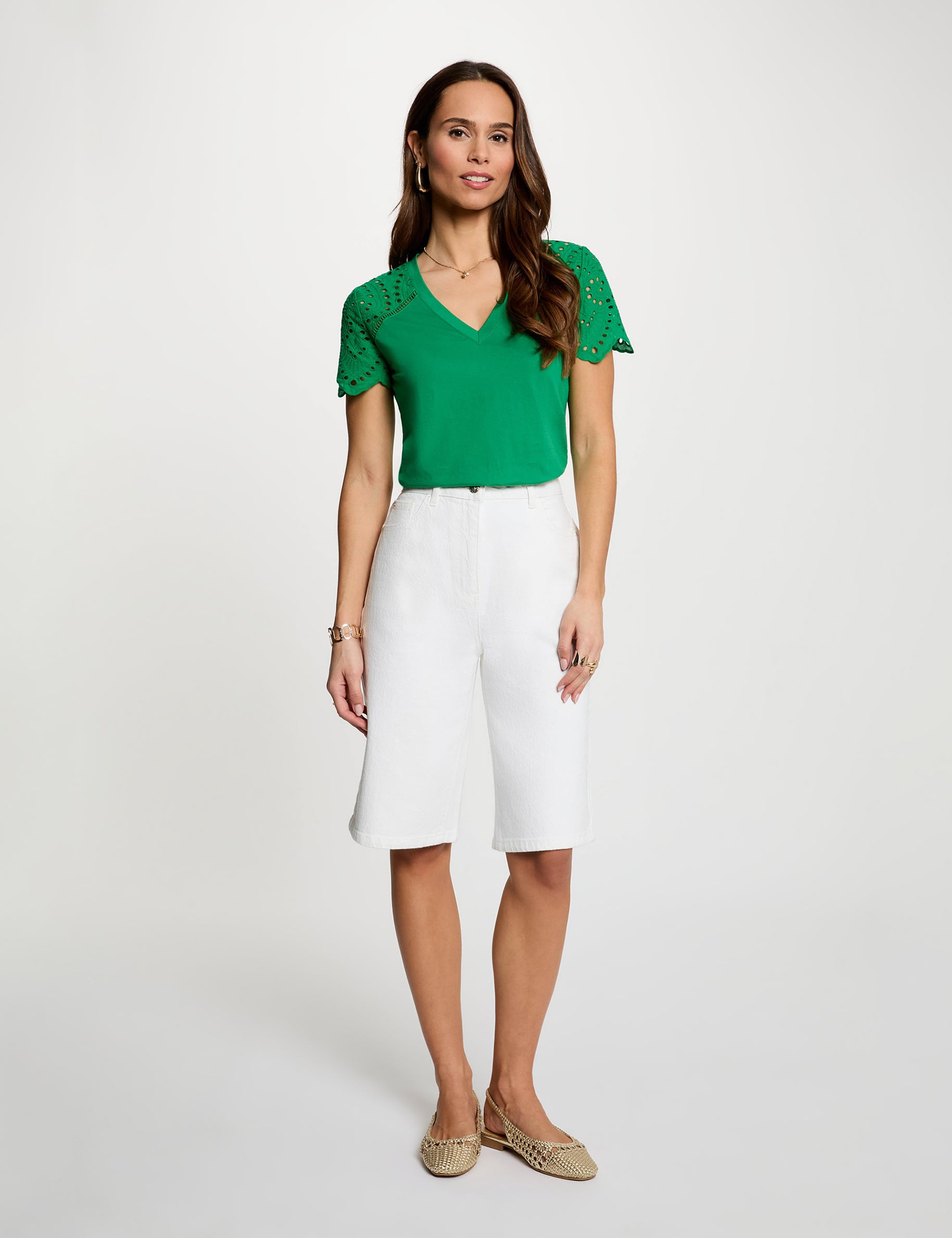 Camiseta manga corta verde pradera mujer