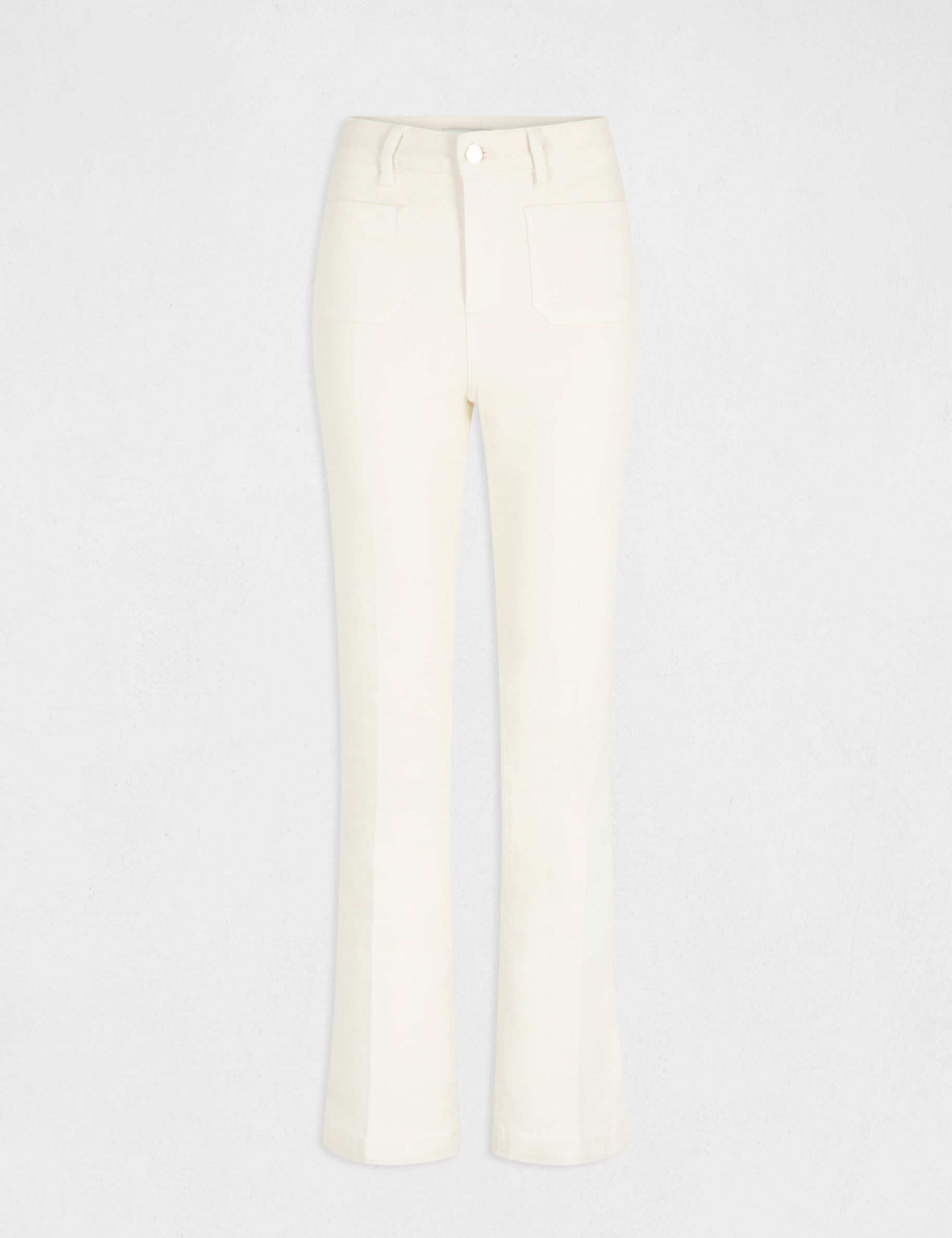 pantalon recto con pinzas marfil mujer Pantalón recto con pinzas marfil mujer