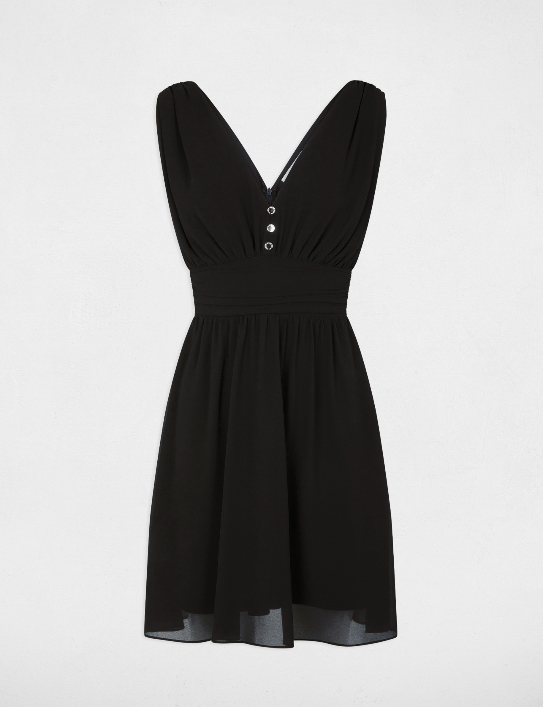 Vestido corto acampanado negro mujer