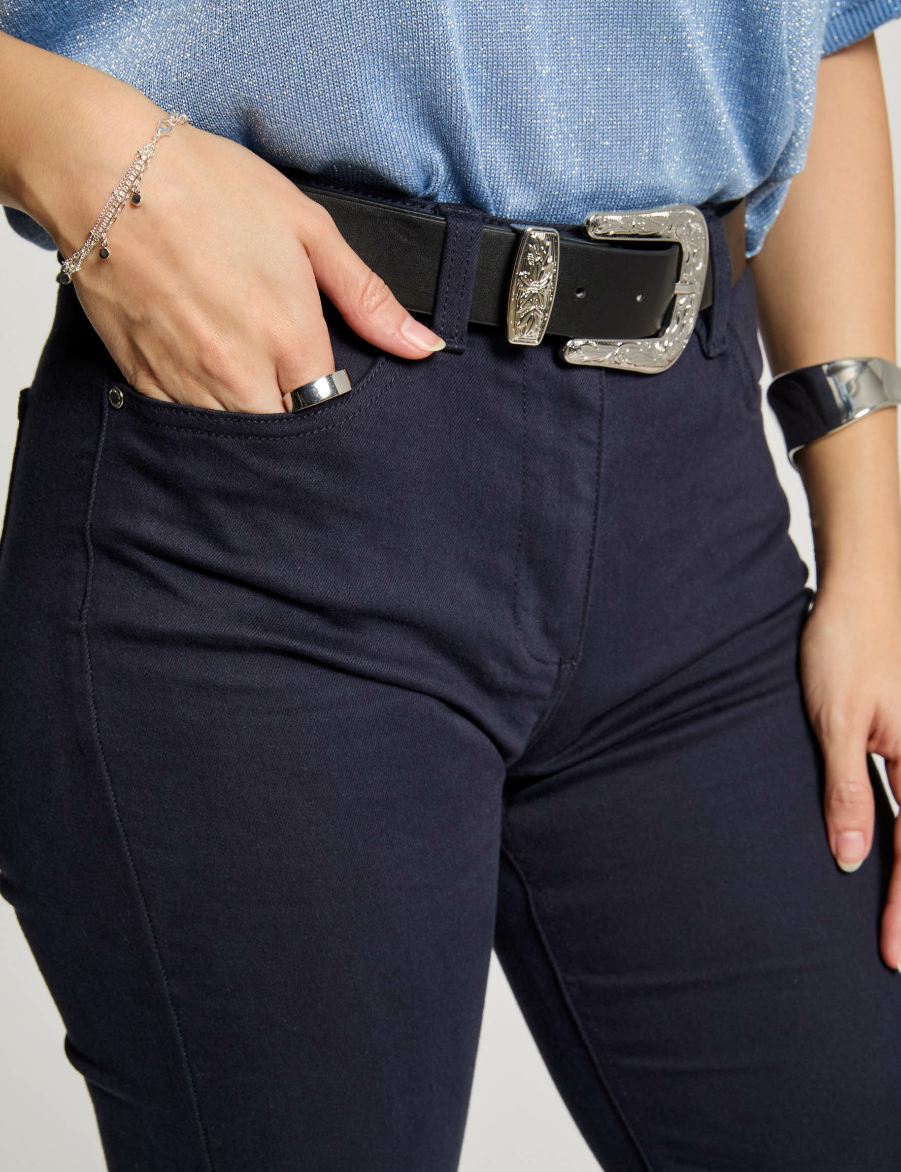 pantalon recto azul marino mujer Pantalón recto azul marino mujer