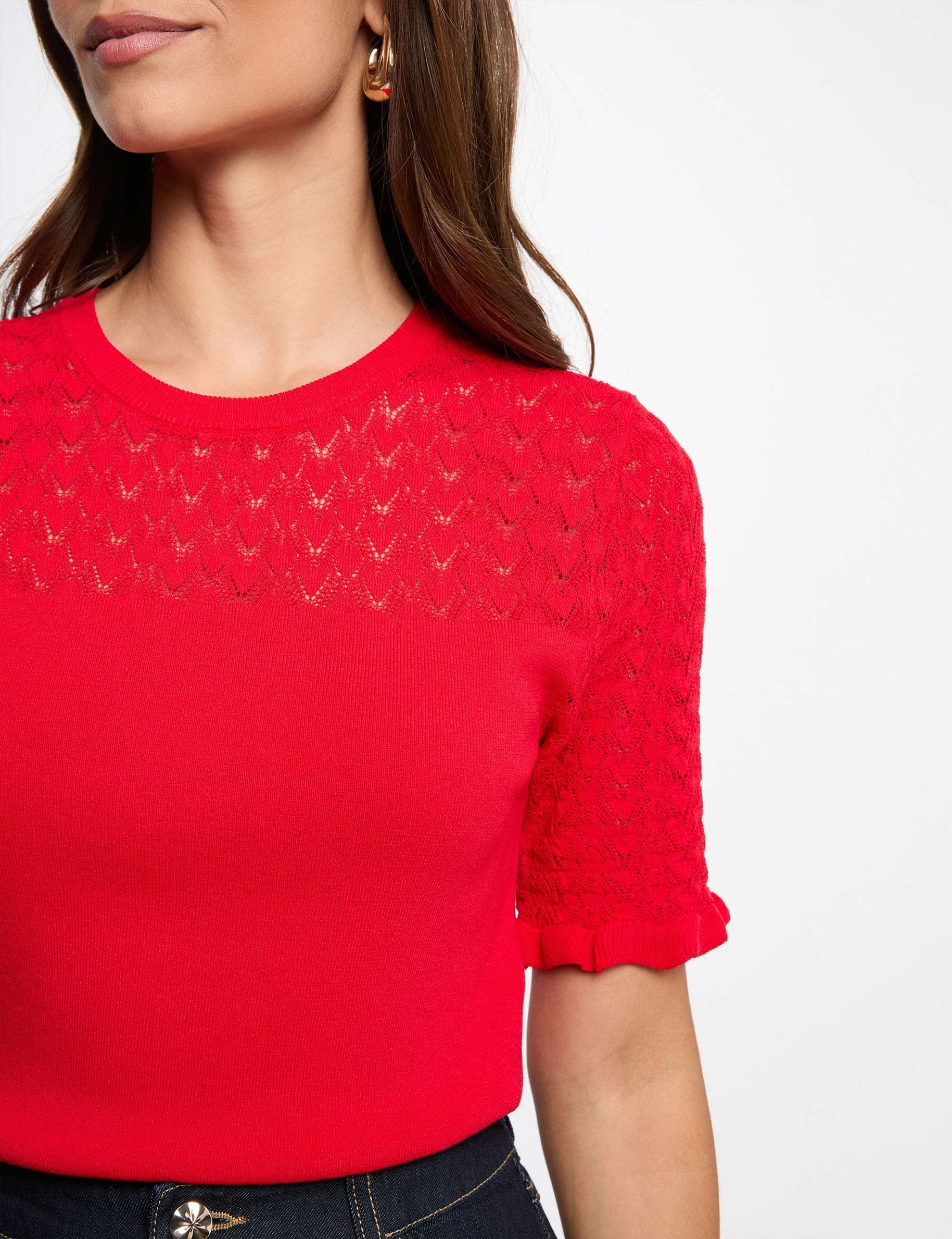 Jersey de mangas cortas rojo mujer