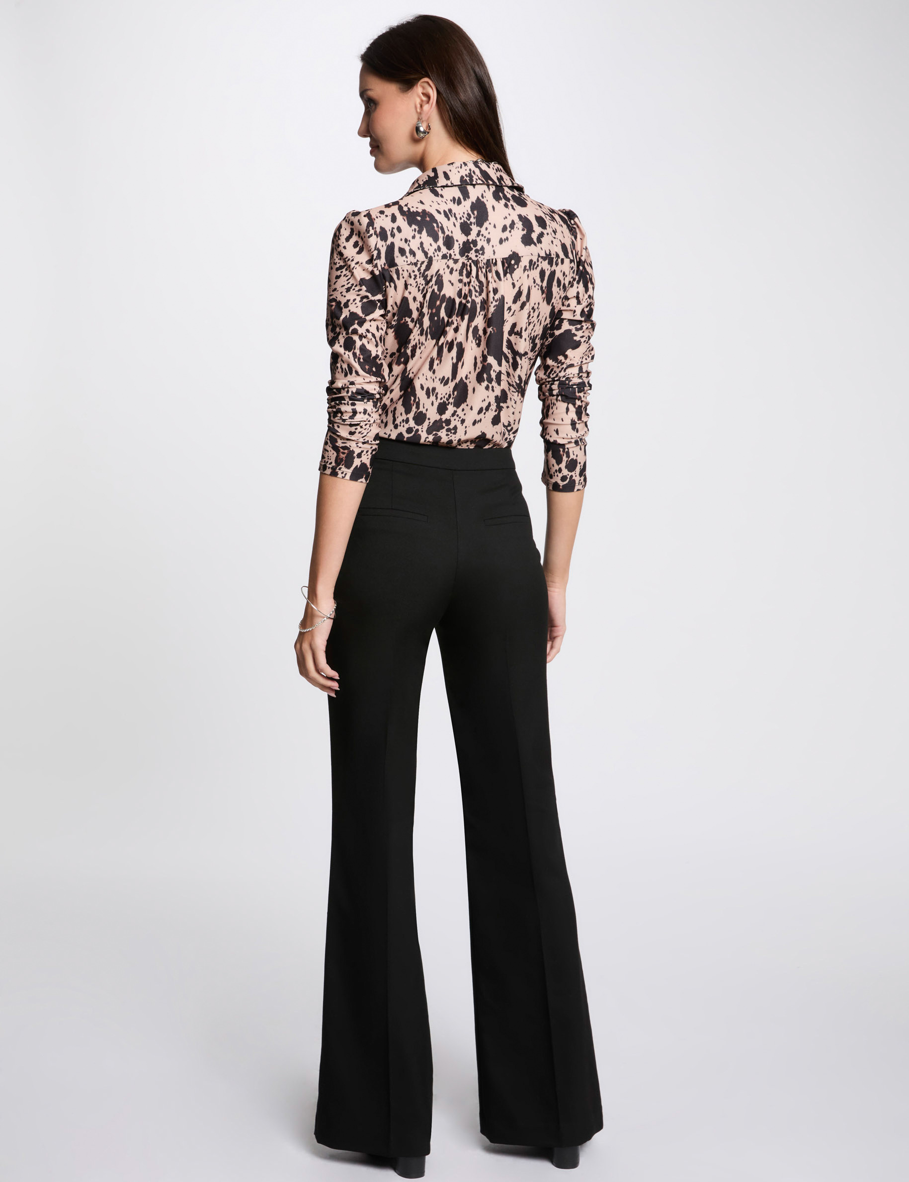 pantalon boot cut negro mujer Pantalón boot-cut negro mujer