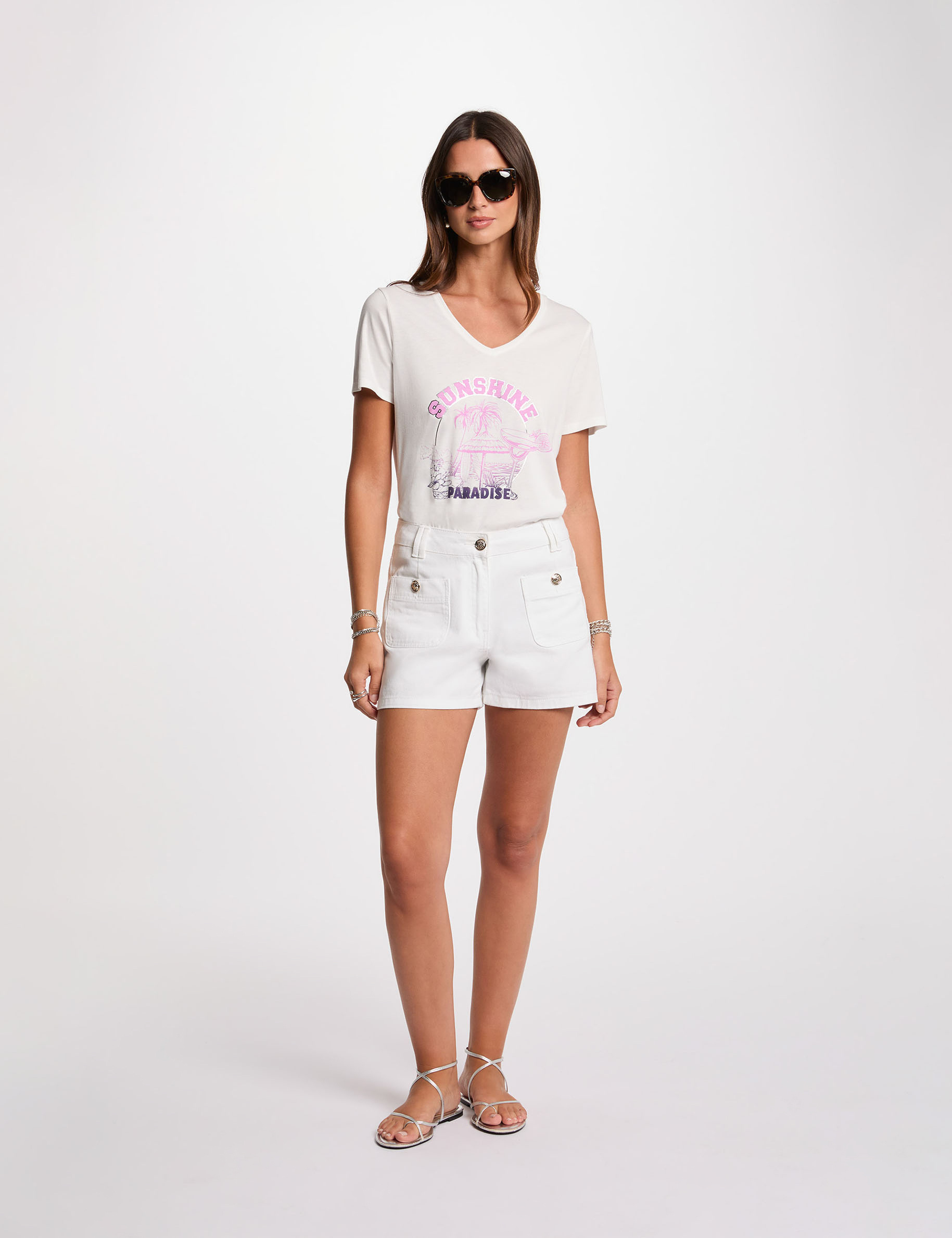 camiseta con inscripcion blanco mujer Camiseta con inscripción blanco mujer