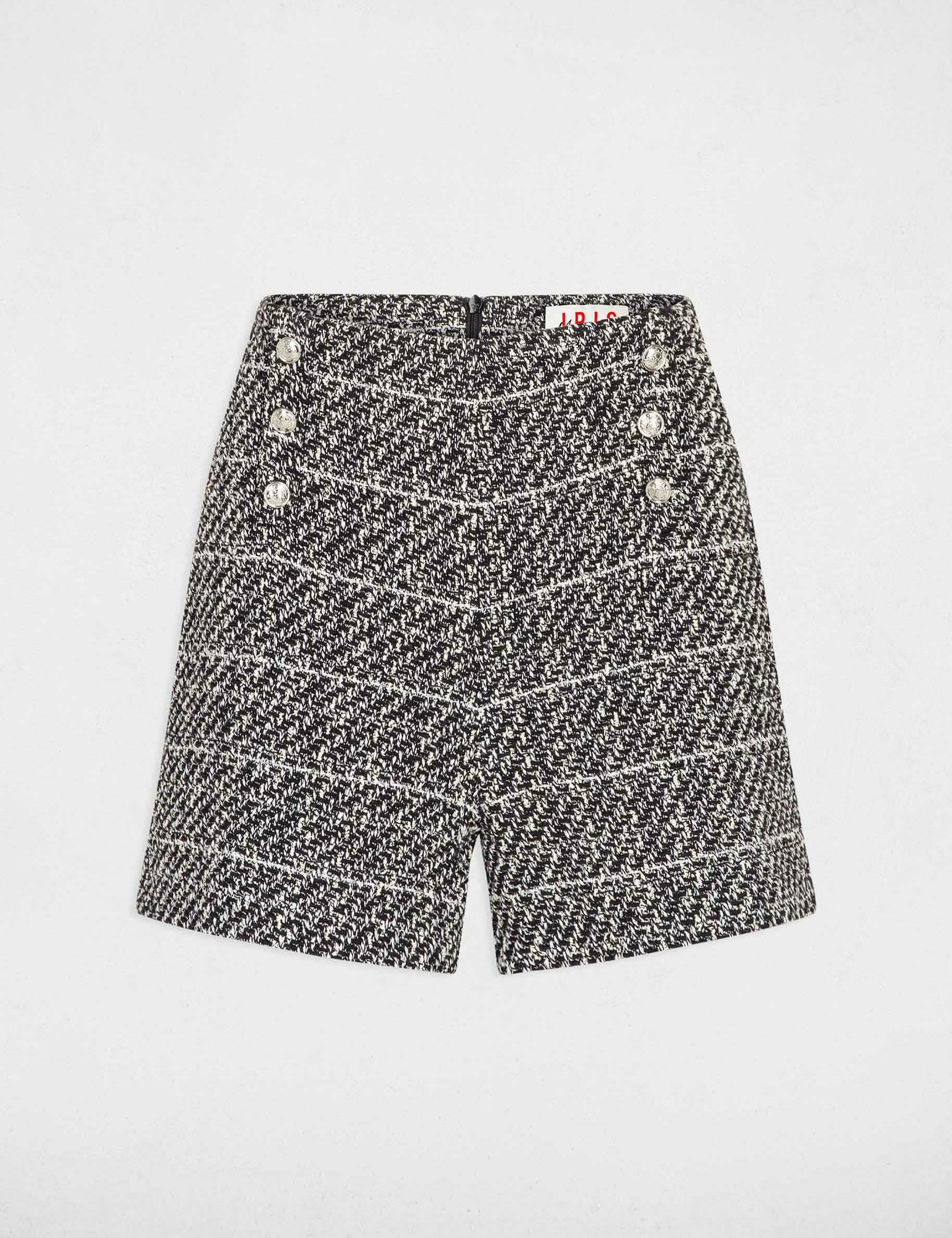 Short recto con hilos metalizados negro mujer