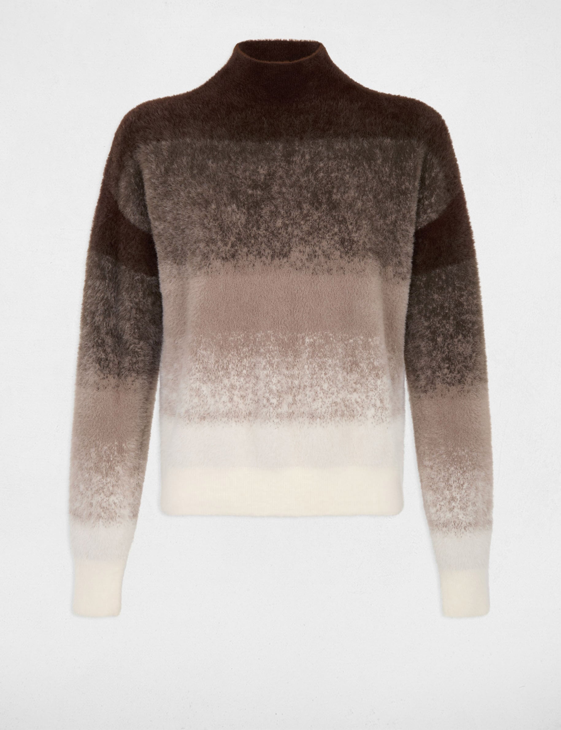 Jersey con cuello alto marr&oacute;n oscuro mujer