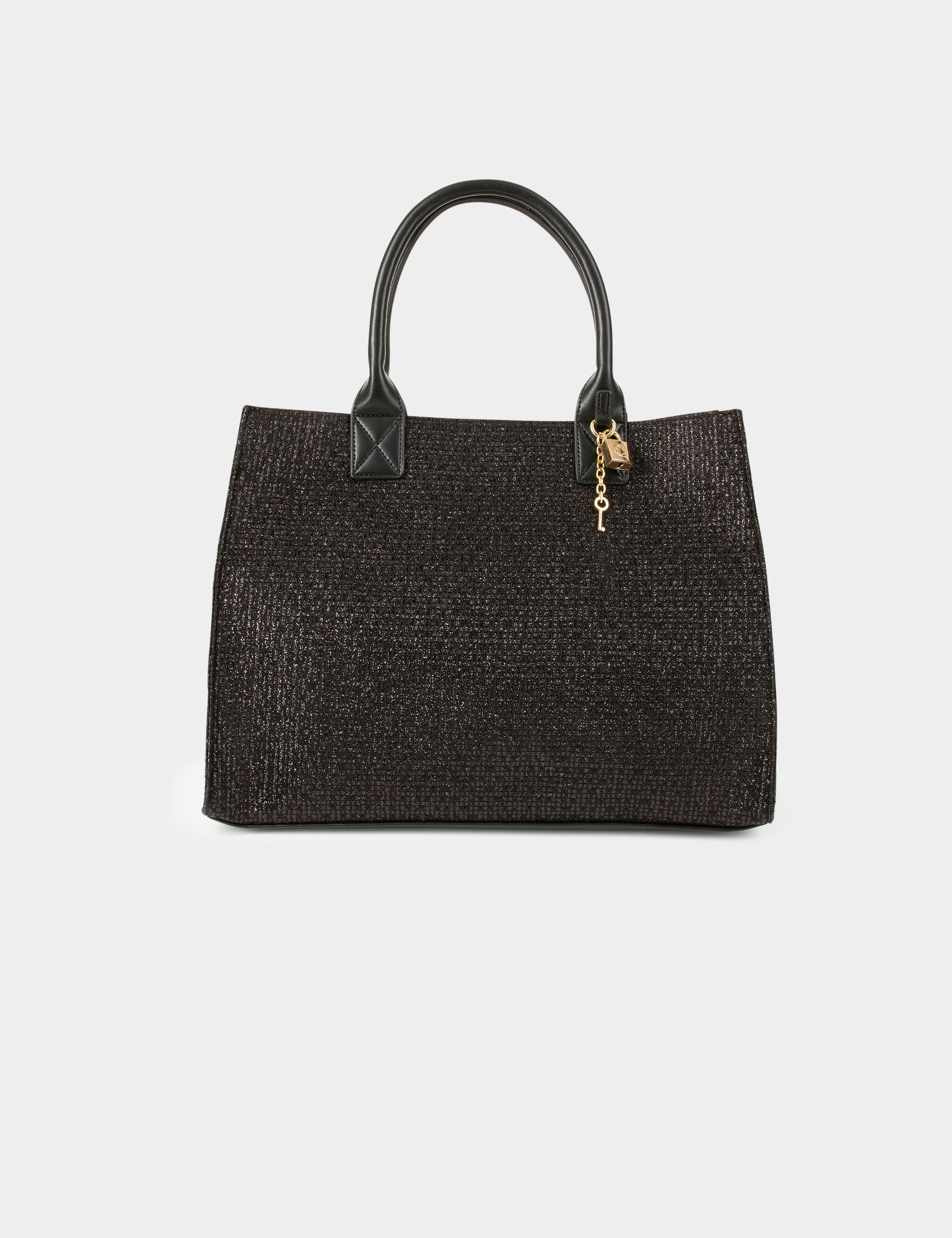 Bolso shopper rectangular lentejuelas negro mujer