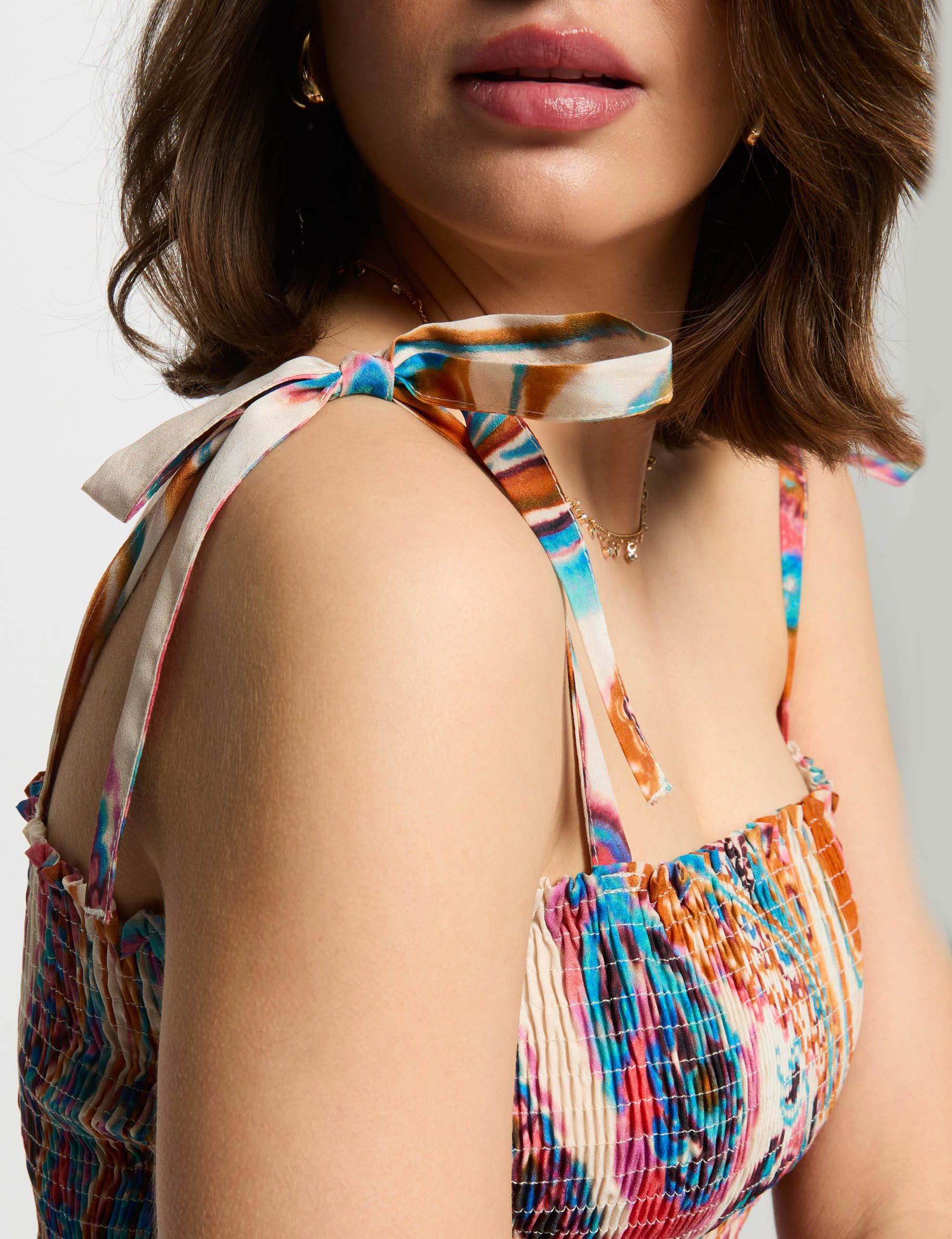 top rizado estampado multicolor mujer Top rizado estampado multicolor mujer