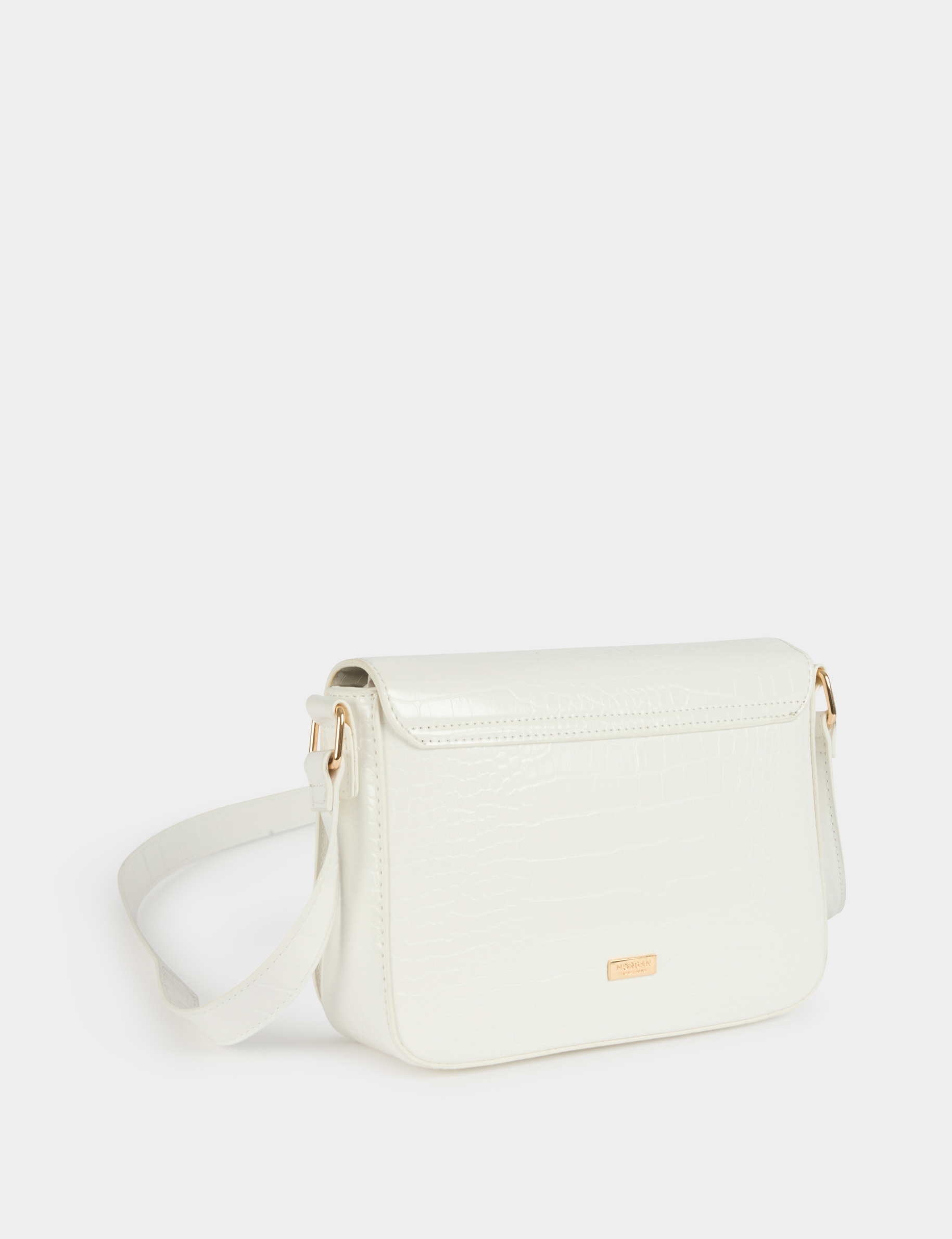 Bolso bandolera efecto cocodrilo marfil mujer