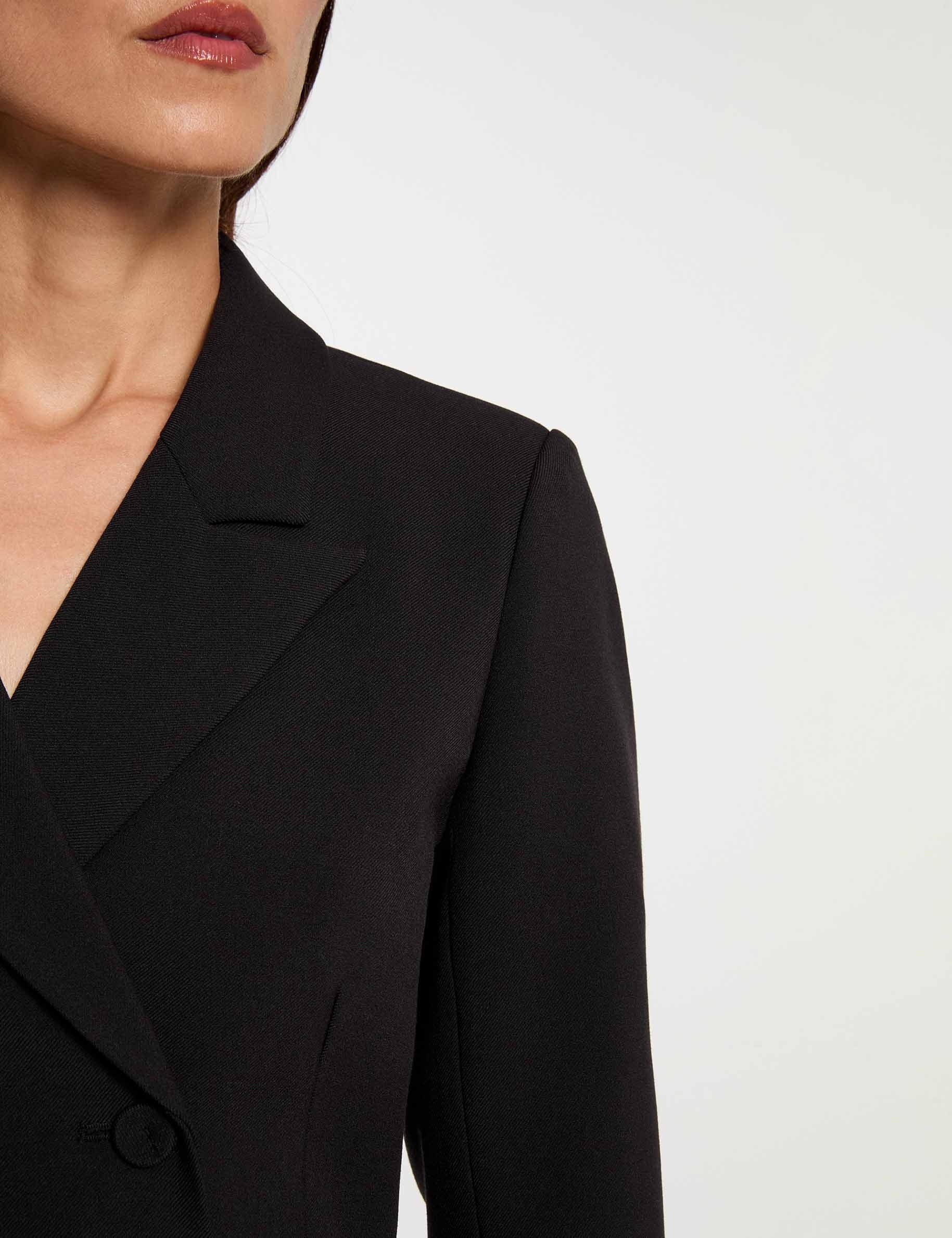 Vestido corto con cuello de solapa negro mujer