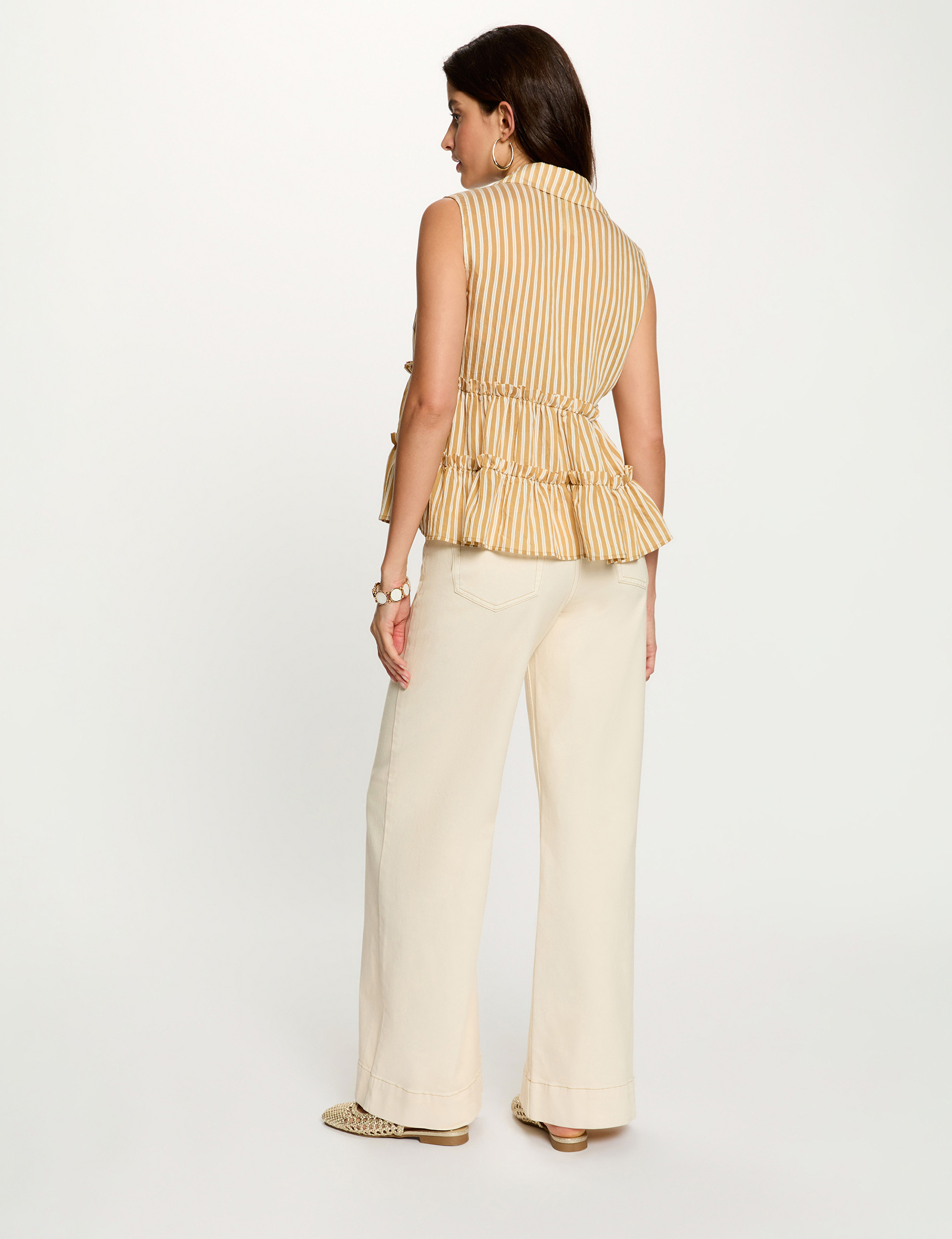 Vaquero ancho beige mujer