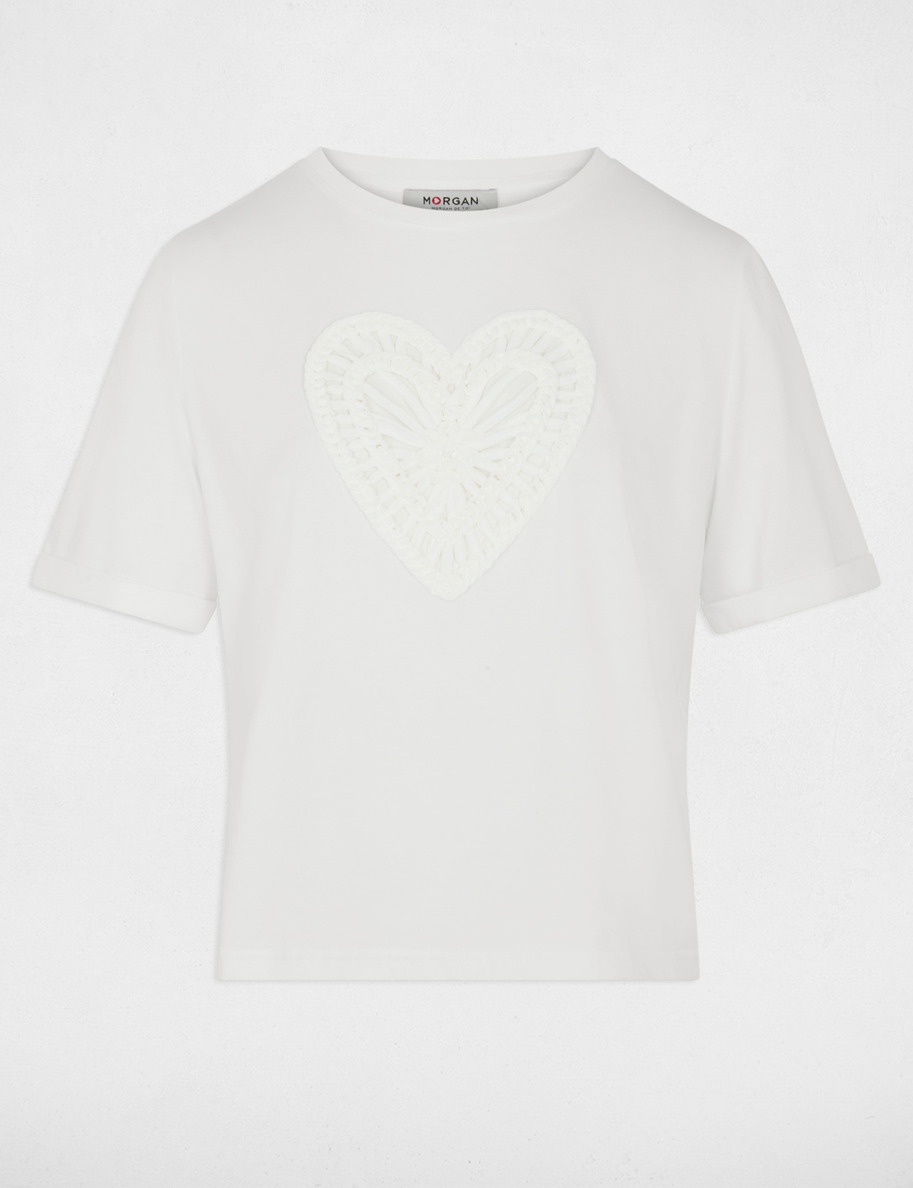 Camiseta recta de manga corta blanco mujer