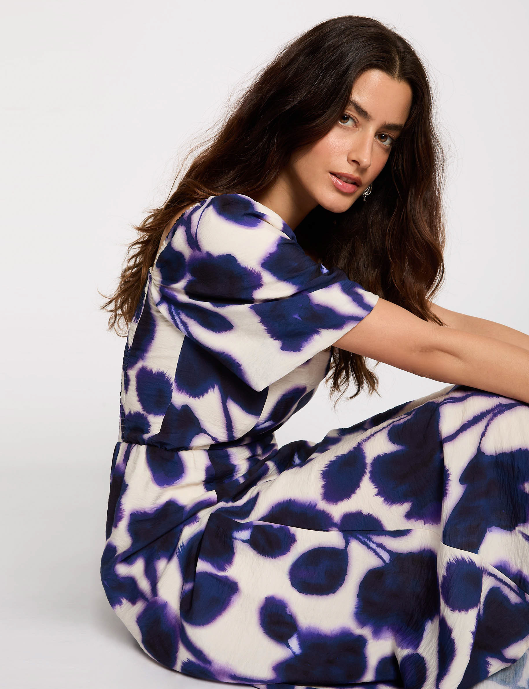 vestido largo recto estampado multicolor mujer Vestido largo recto estampado multicolor mujer