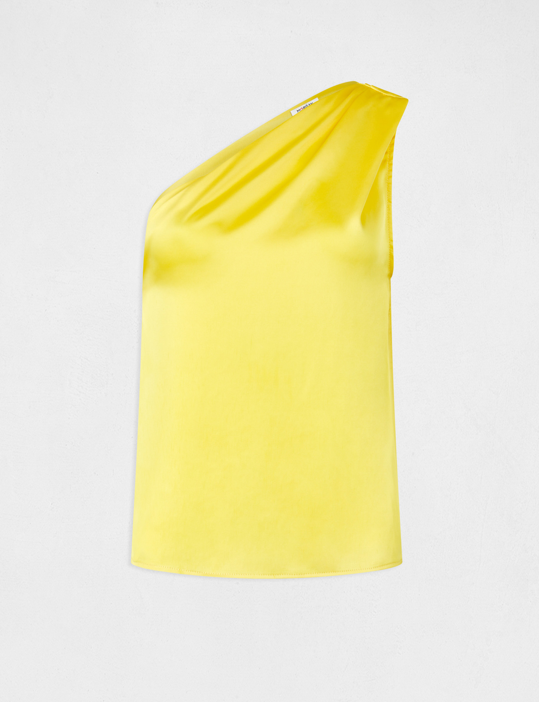Blusa asimétrica de satén amarillo mujer Blusa asimétrica de satén amarillo mujer