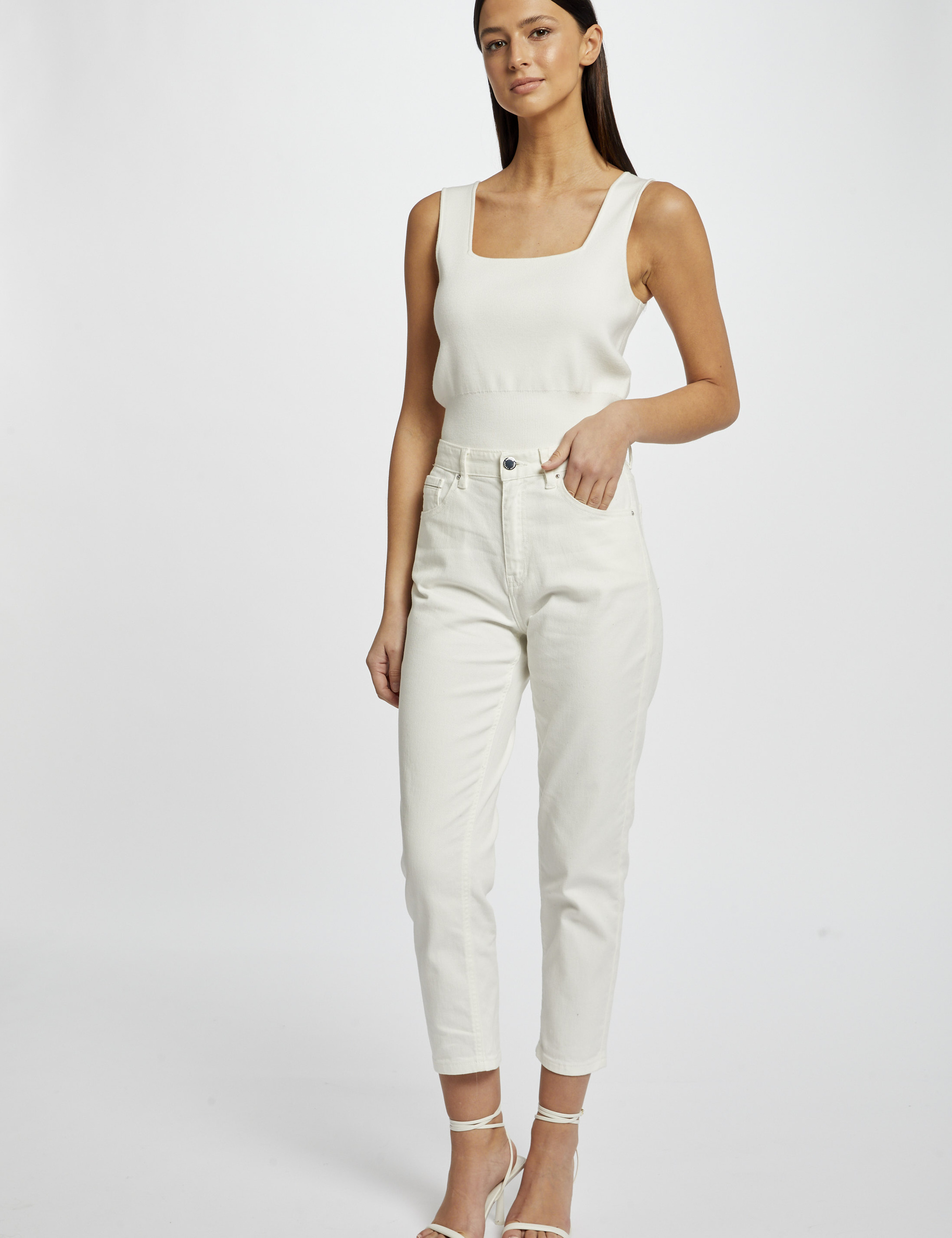top punto tirantes anchos marfil mujer Top punto tirantes anchos marfil mujer