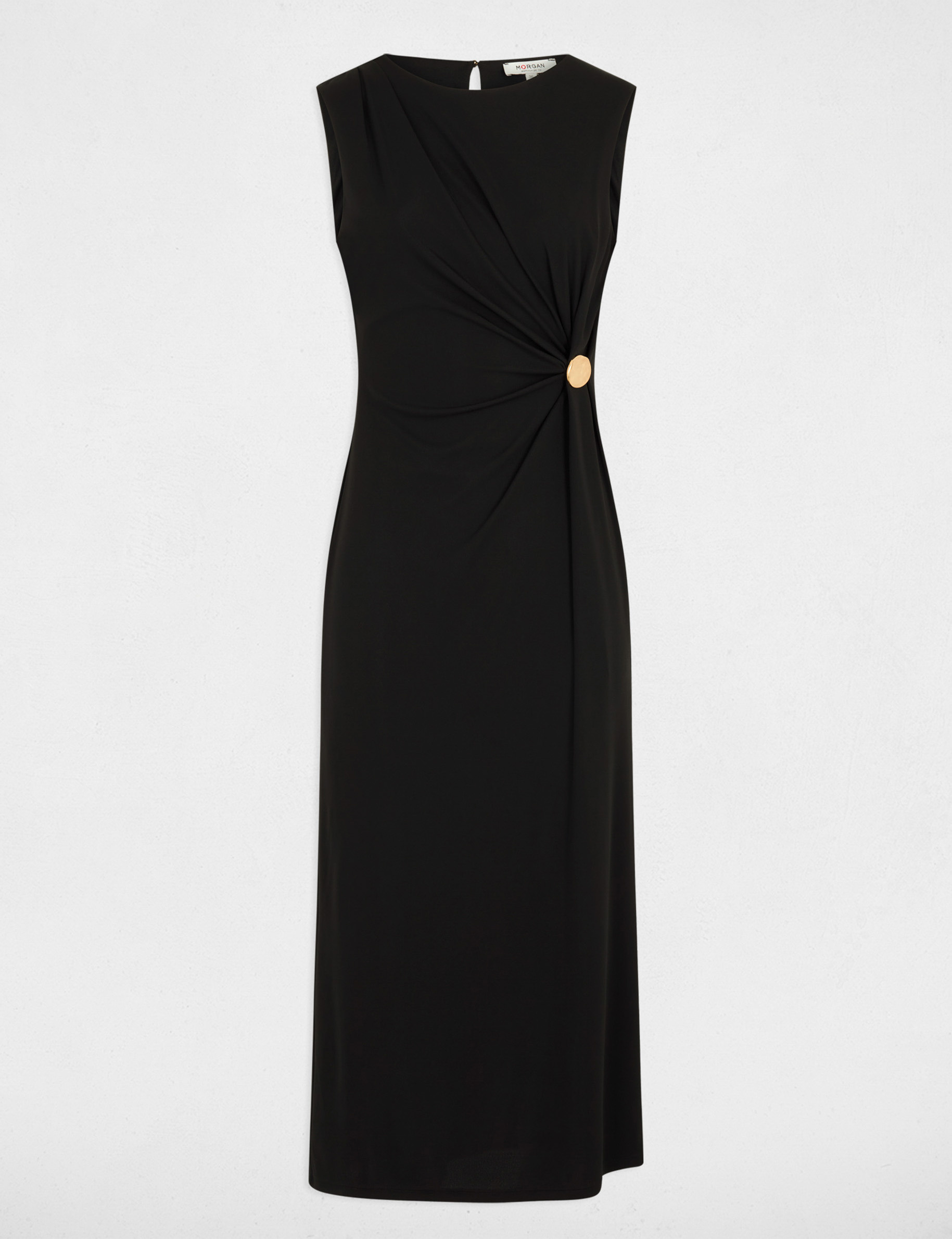 Vestido largo sin mangas negro mujer