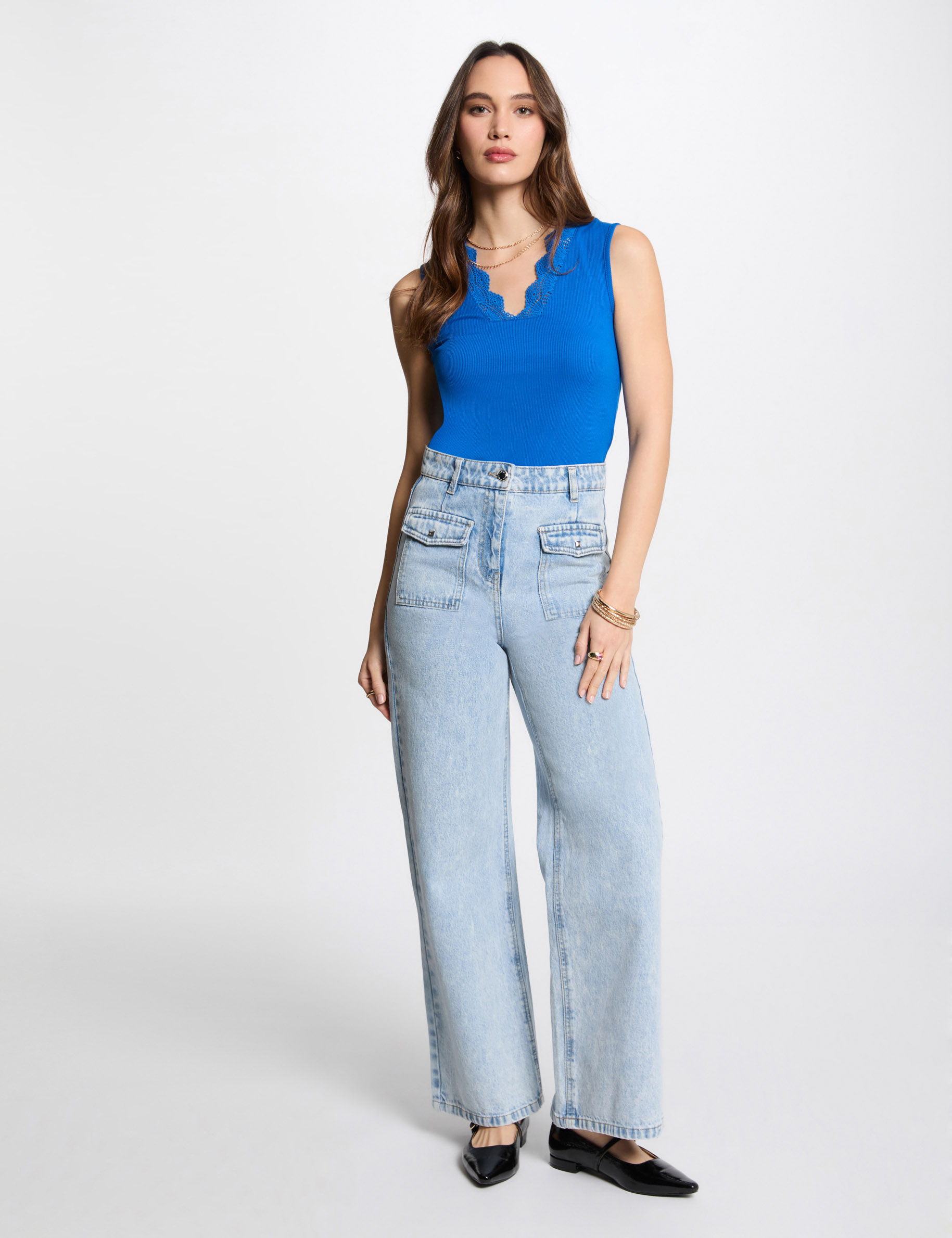 top sin manga azul electrico mujer Top sin manga azul eléctrico mujer