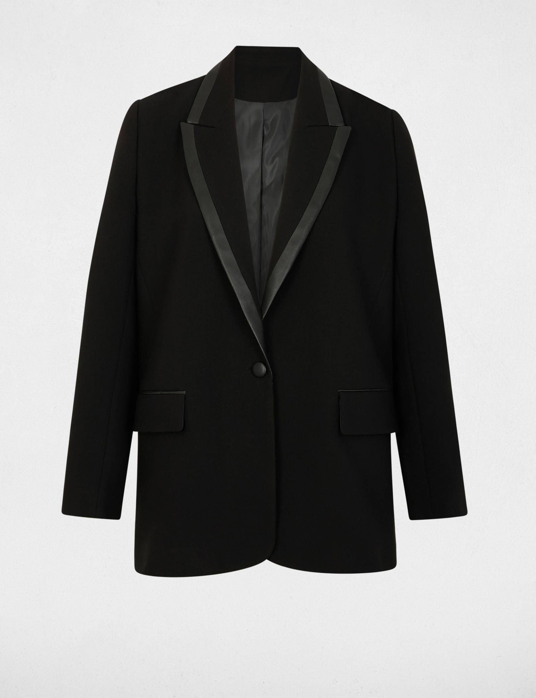 Blazer con cuello de solapa negro mujer