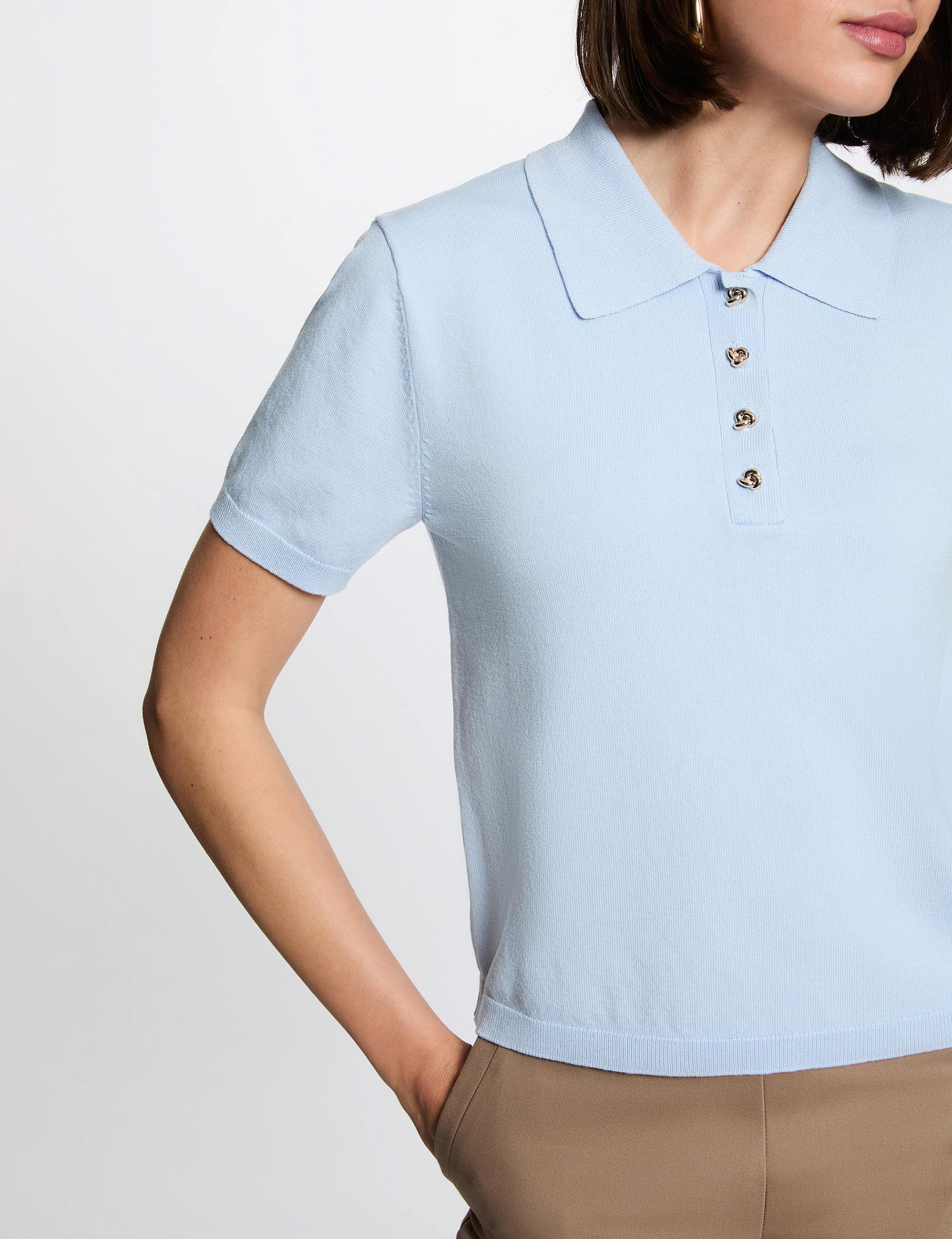 Jersey con cuello vuelto azul cielo mujer