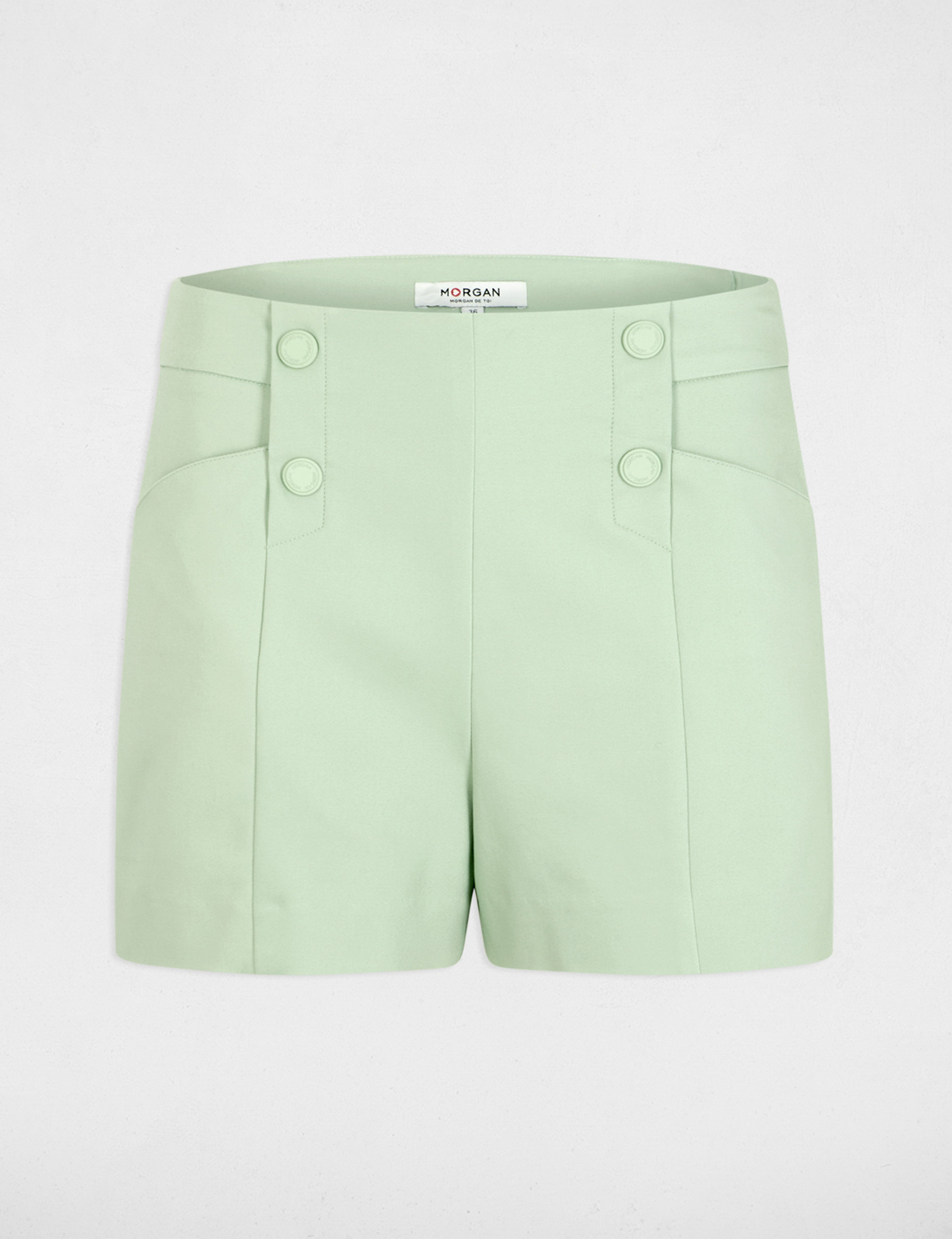 Short recto con pinzas verde pastel mujer