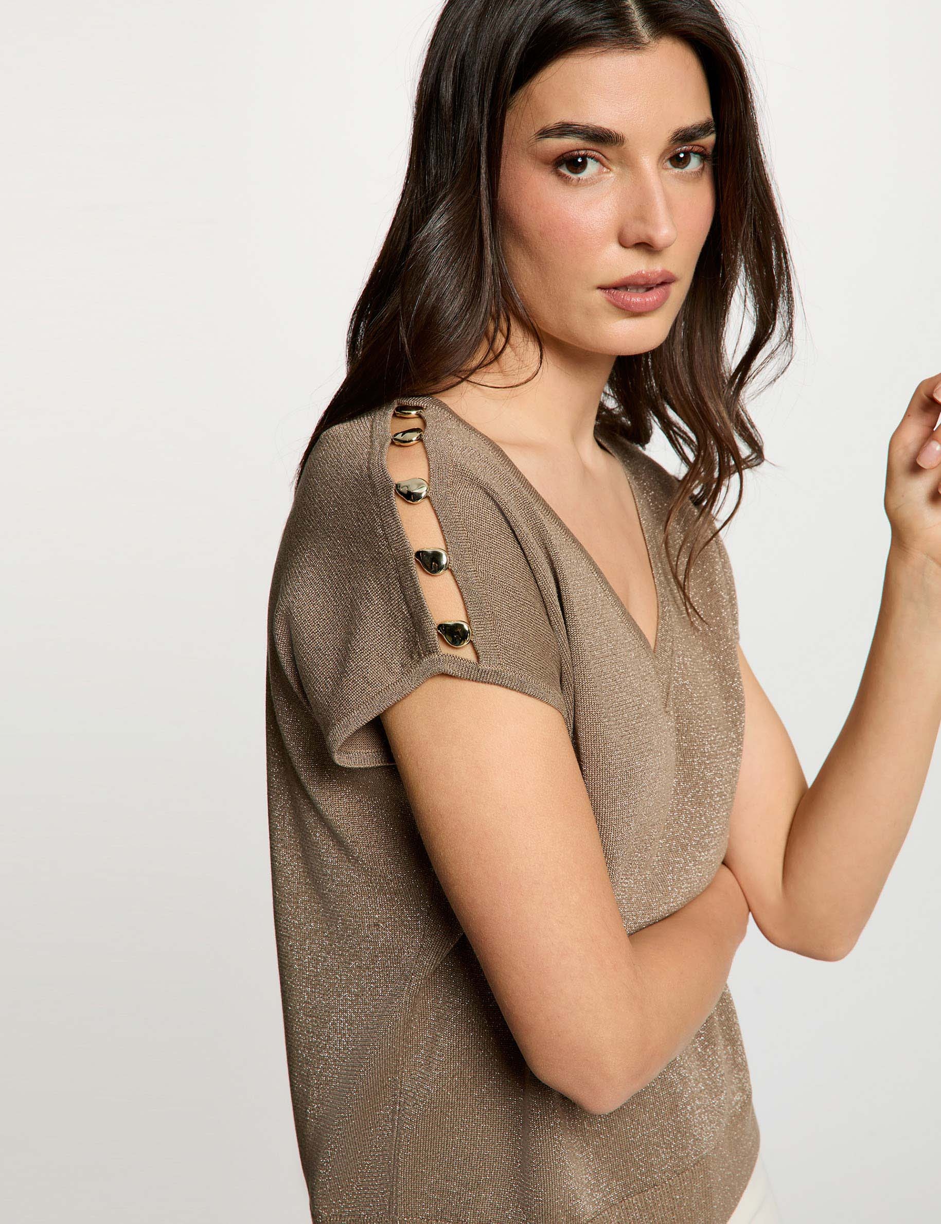 Jersey oversize con cuello v topo mujer