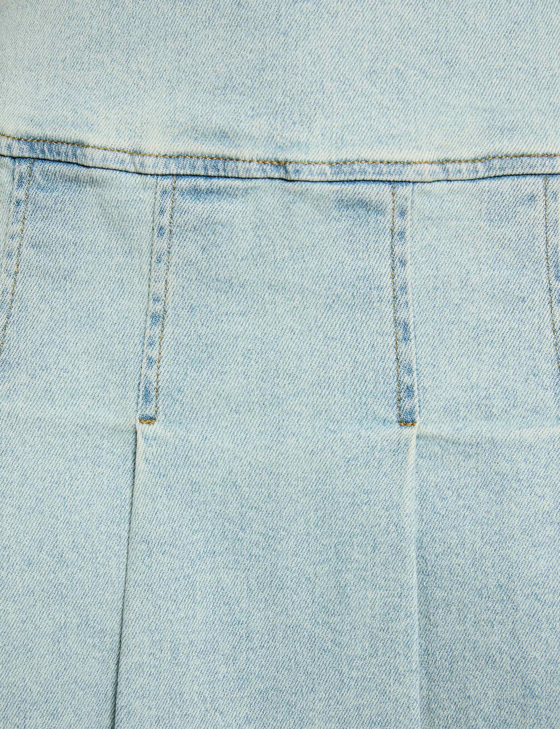 Falda corta plisada denim descolorido mujer