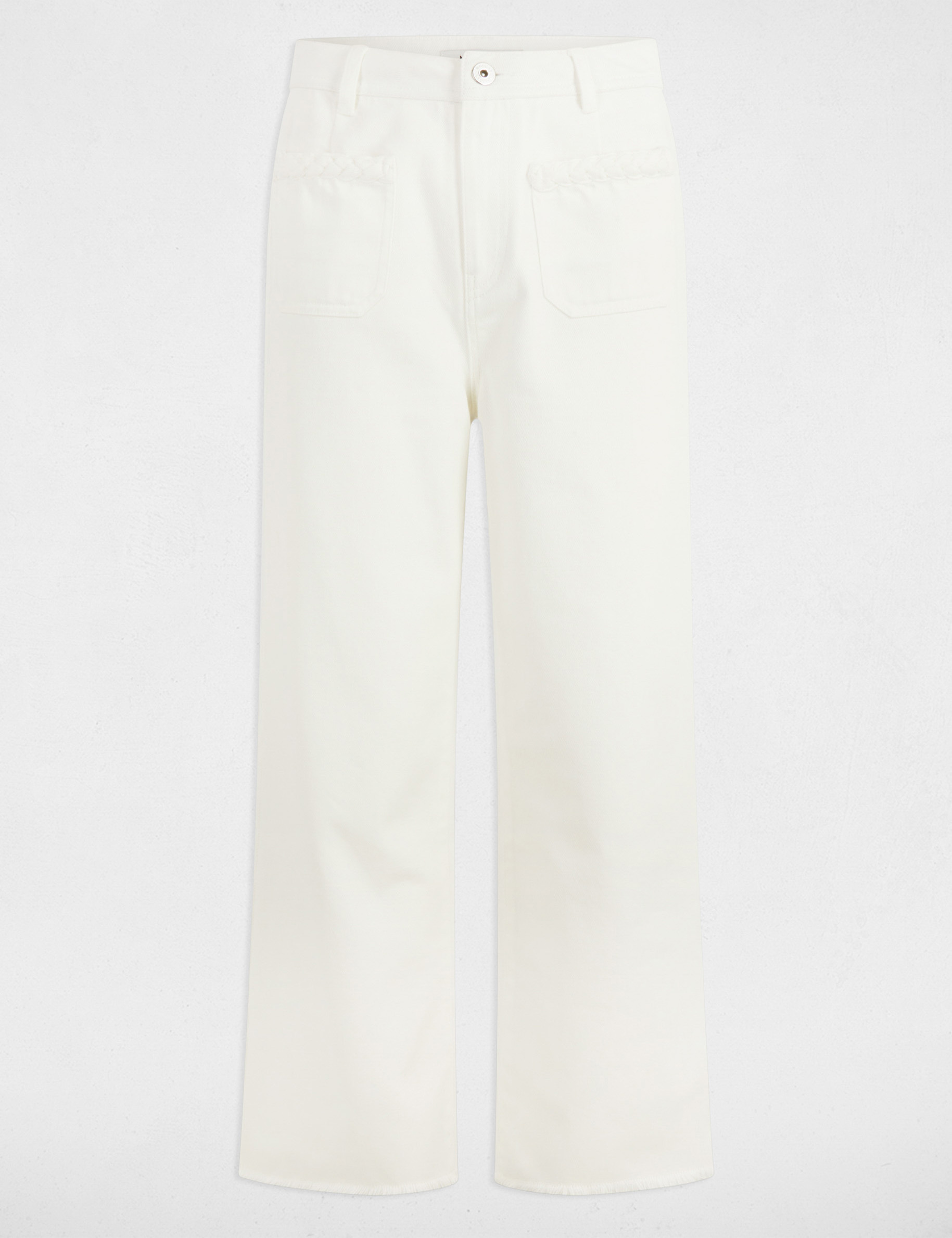 vaquero flare talle alto blanco mujer Vaquero flare talle alto blanco mujer