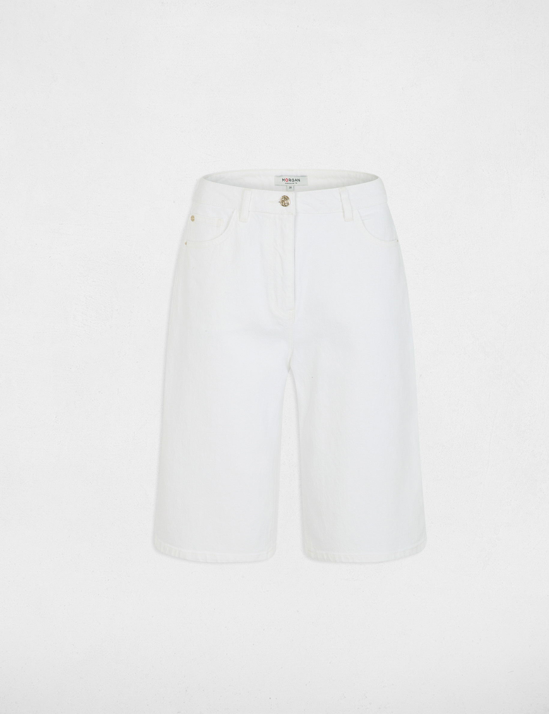 Pantal&oacute;n corto ancho de tiro alto blanco mujer
