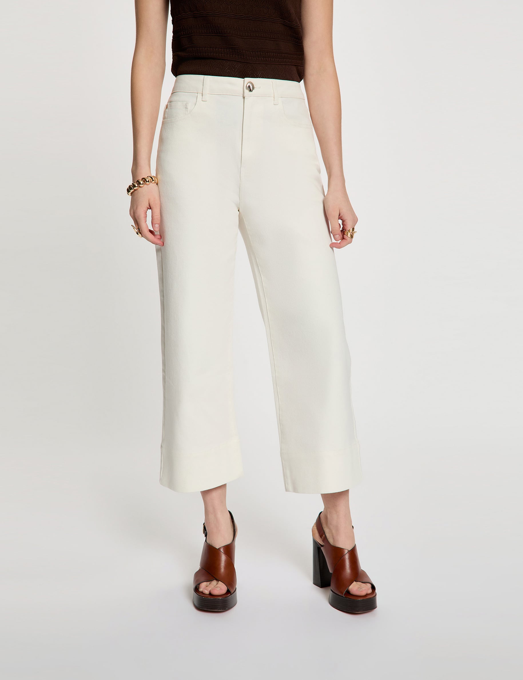 Pantal&oacute;n culotte de tiro alto blanco mujer