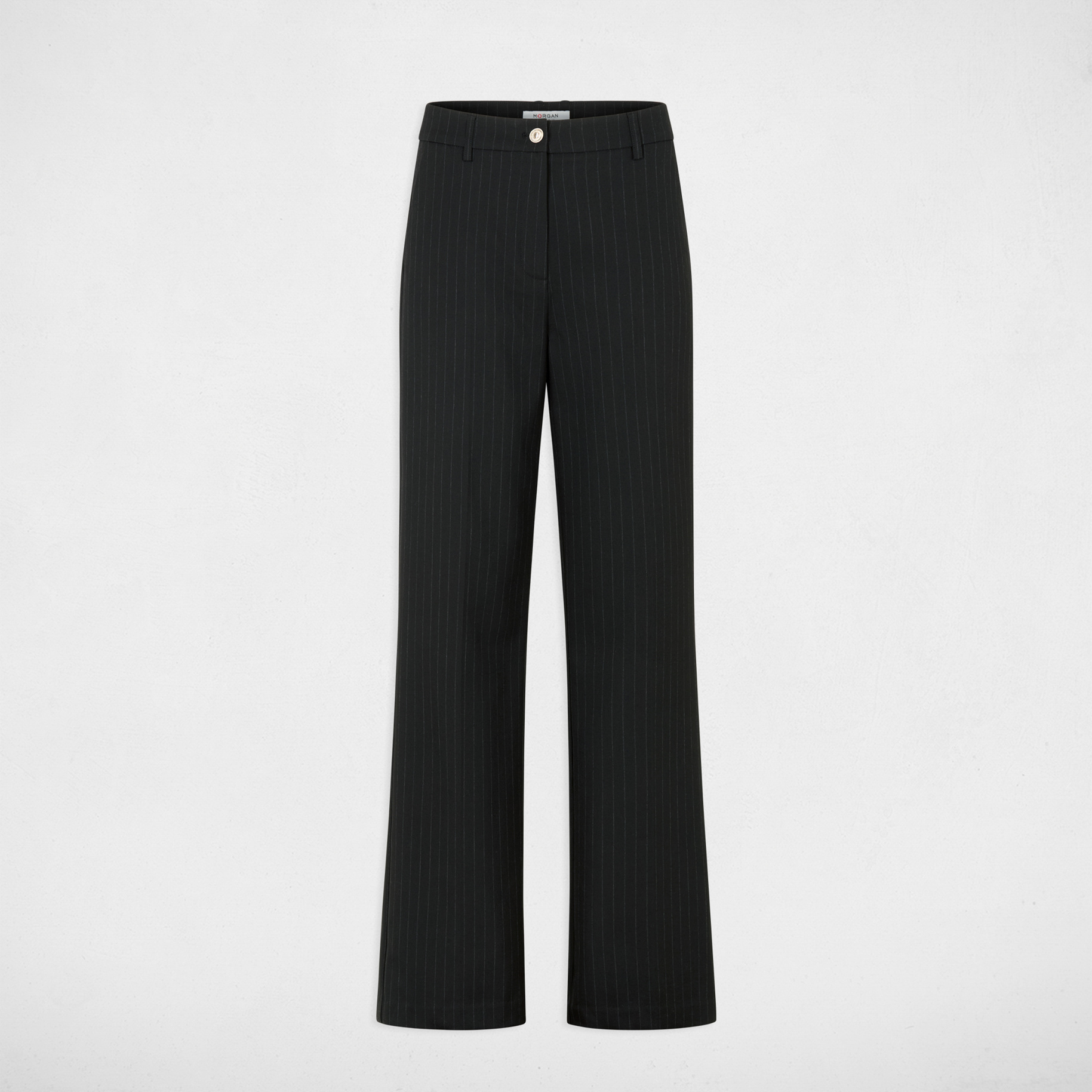 Pantal&oacute;n recto de tiro alto negro mujer